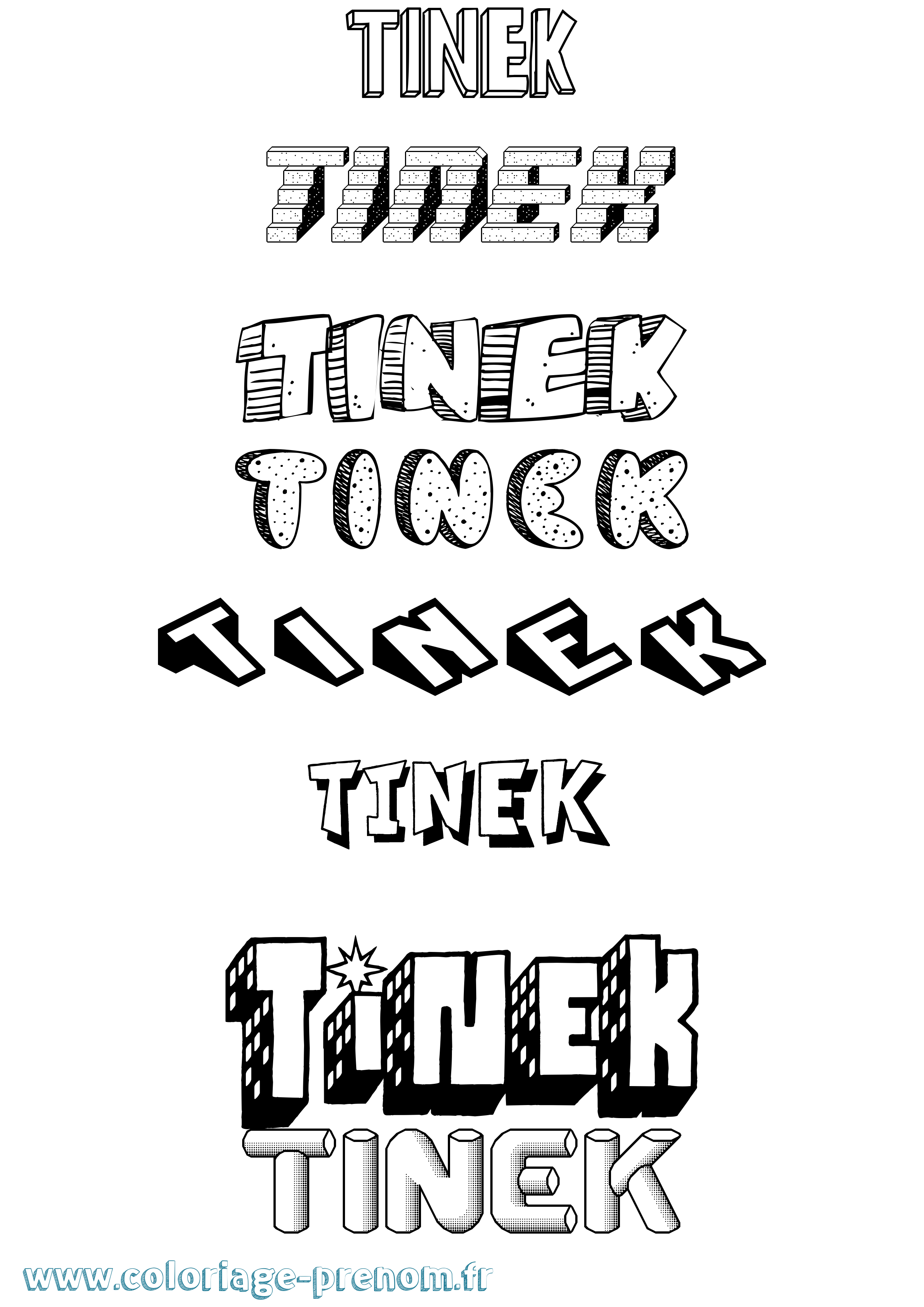 Coloriage Tinek Effet 3D Coloriage prénom Tinek Effet 3D