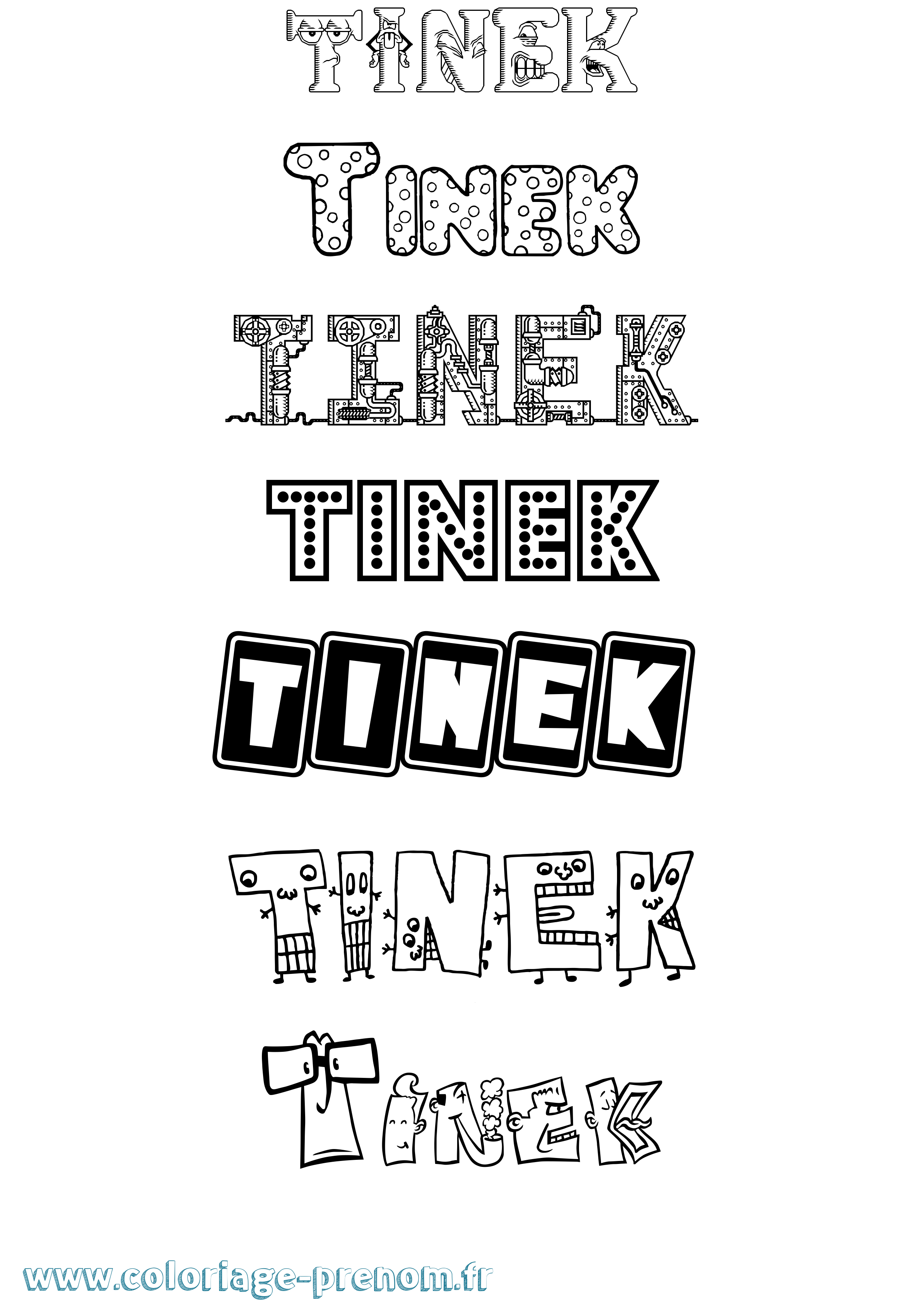 Coloriage Tinek Fun Coloriage prénom Tinek Fun