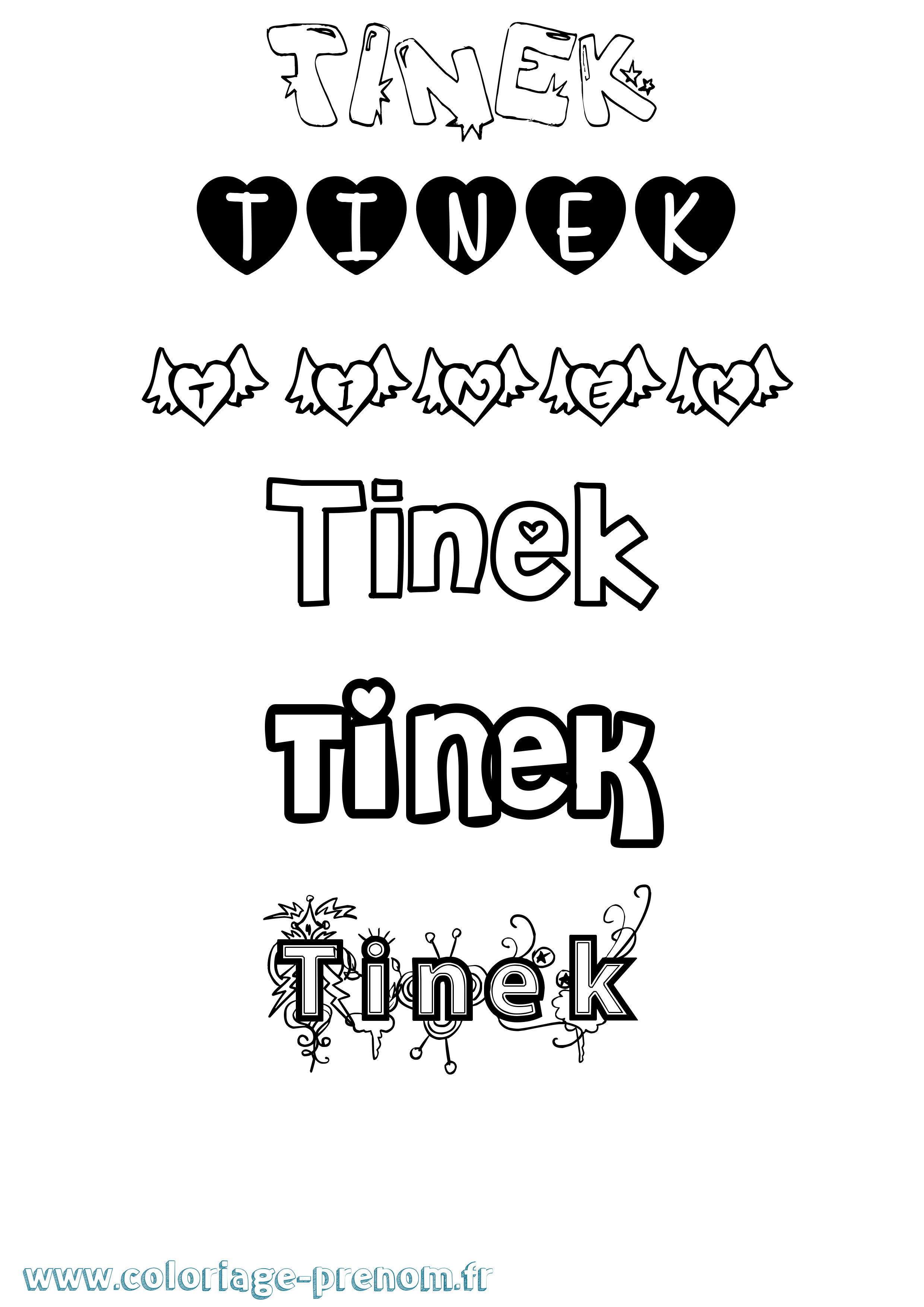 Coloriage Tinek Girly Coloriage prénom Tinek Girly