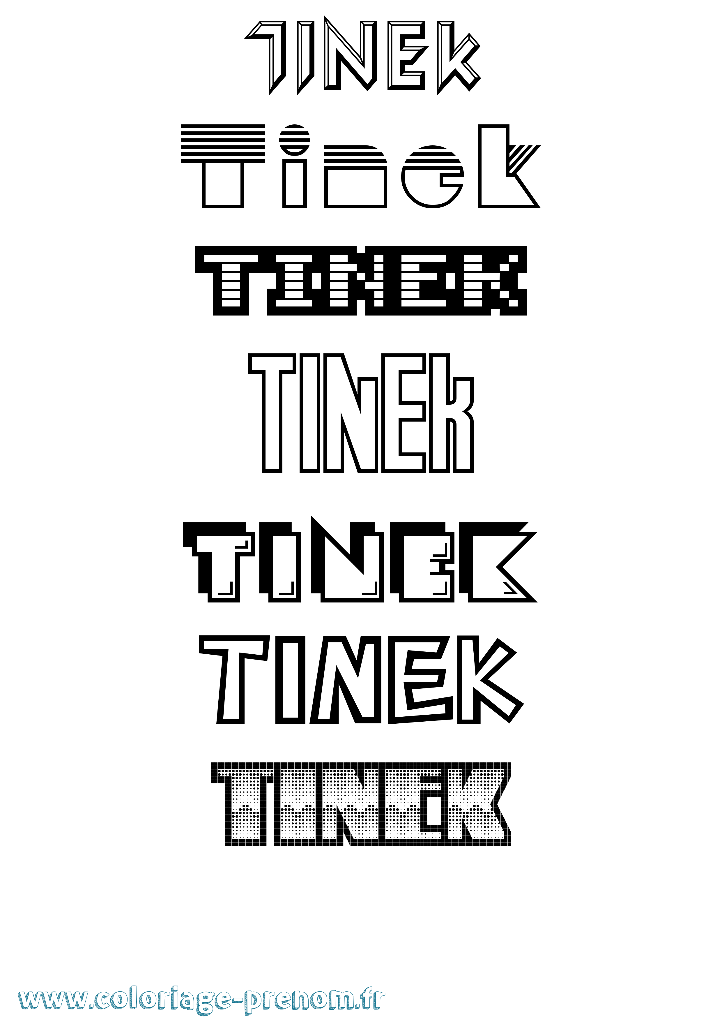 Coloriage Tinek Jeux Vidéos Coloriage prénom Tinek Jeux Vidéos