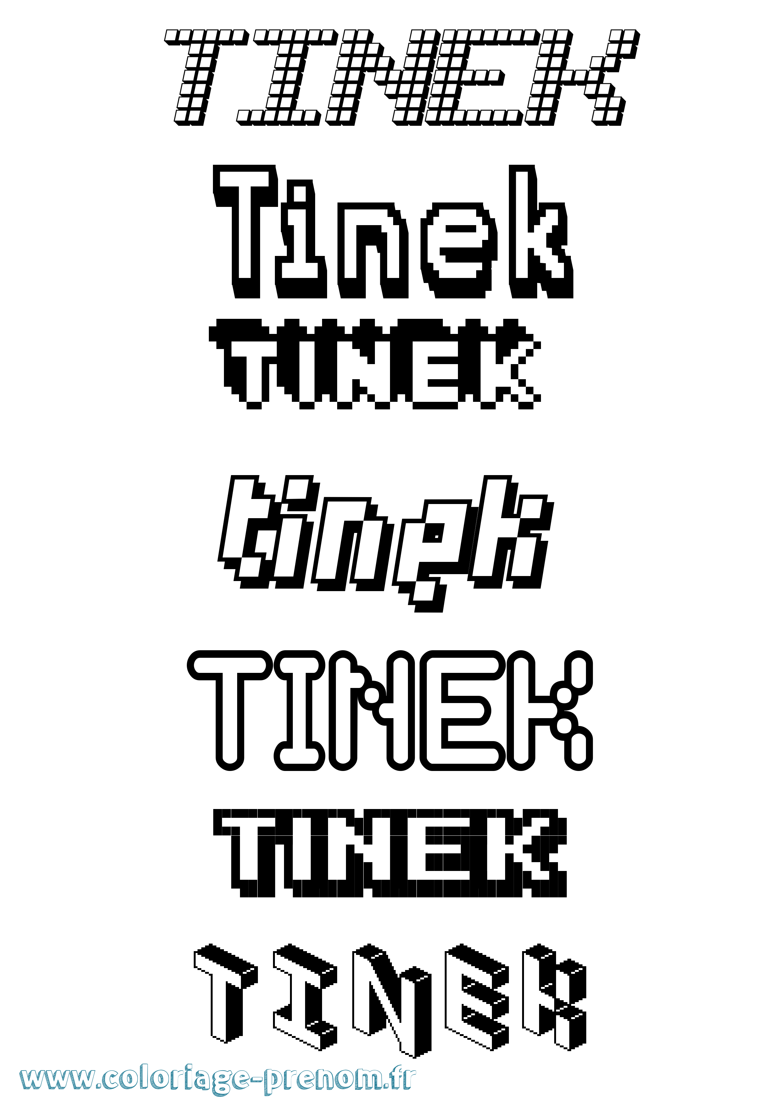 Coloriage Tinek Pixel Coloriage prénom Tinek Pixel