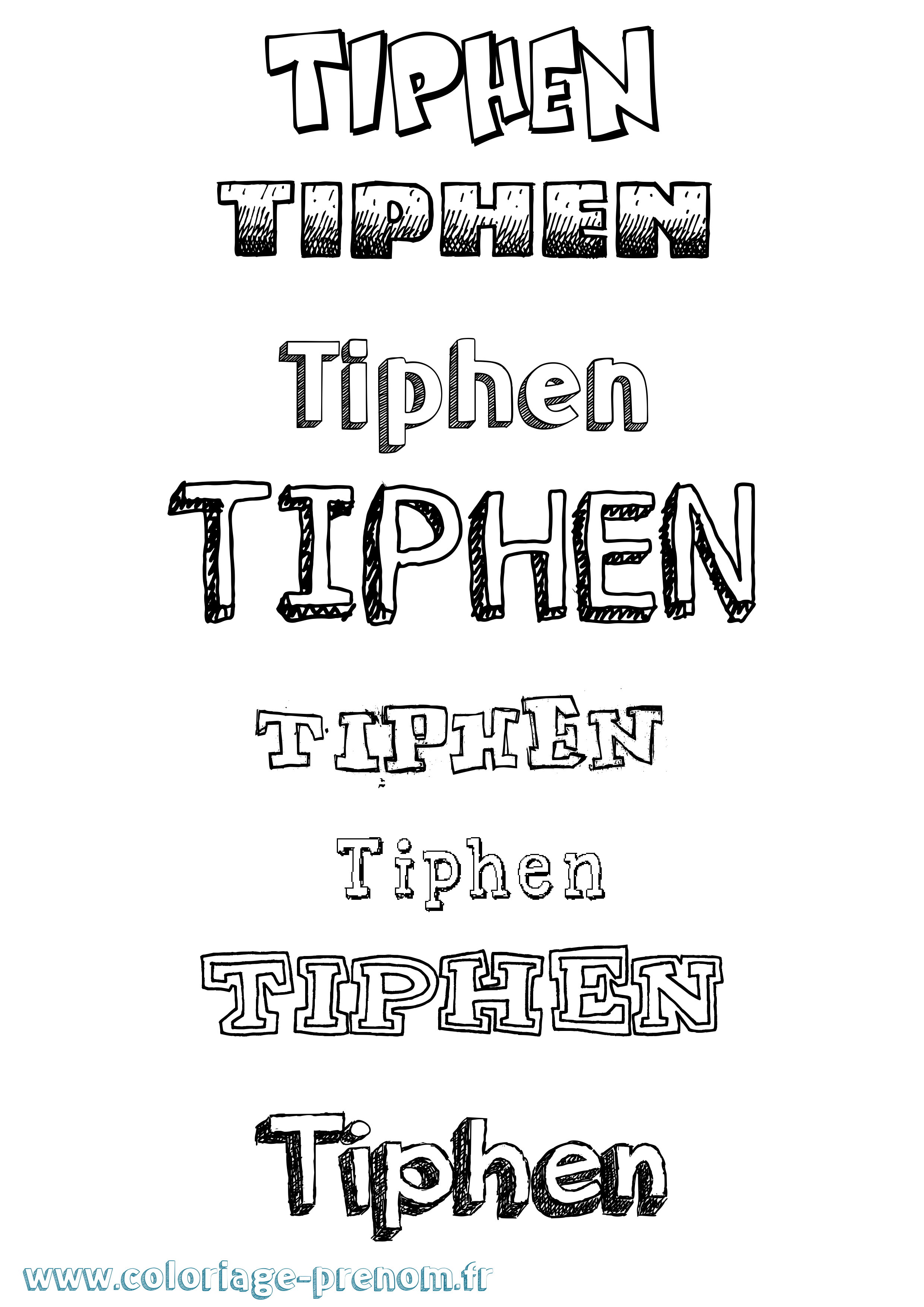 Coloriage Tiphen Dessiné Coloriage prénom Tiphen Dessiné