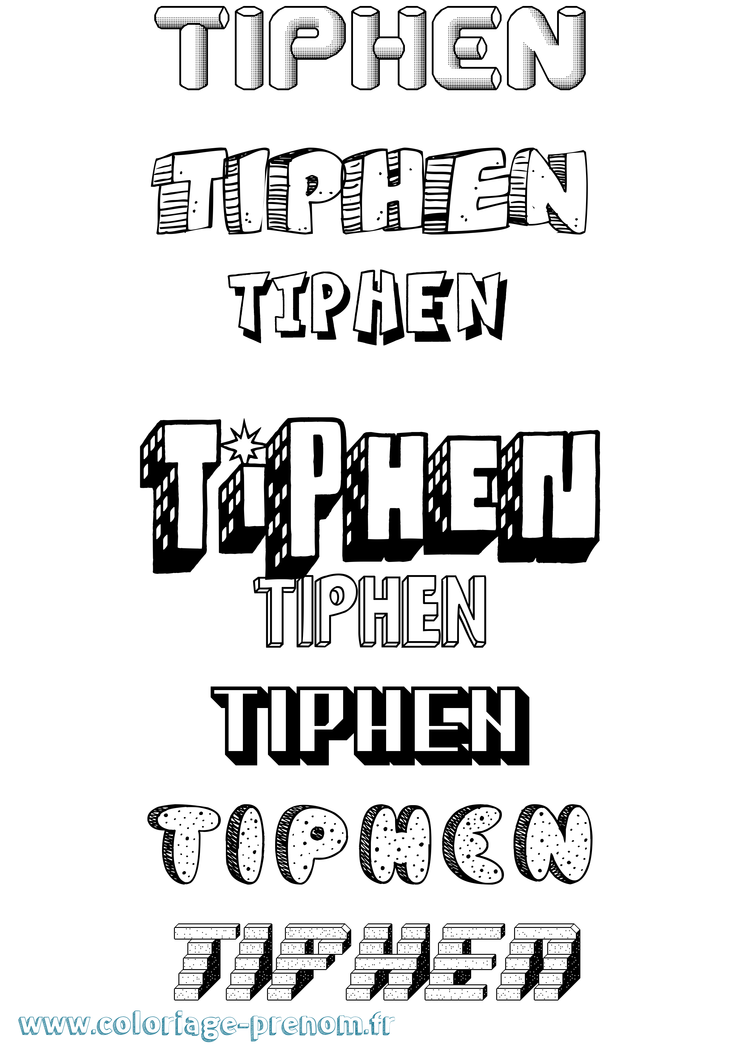 Coloriage Tiphen Effet 3D Coloriage prénom Tiphen Effet 3D