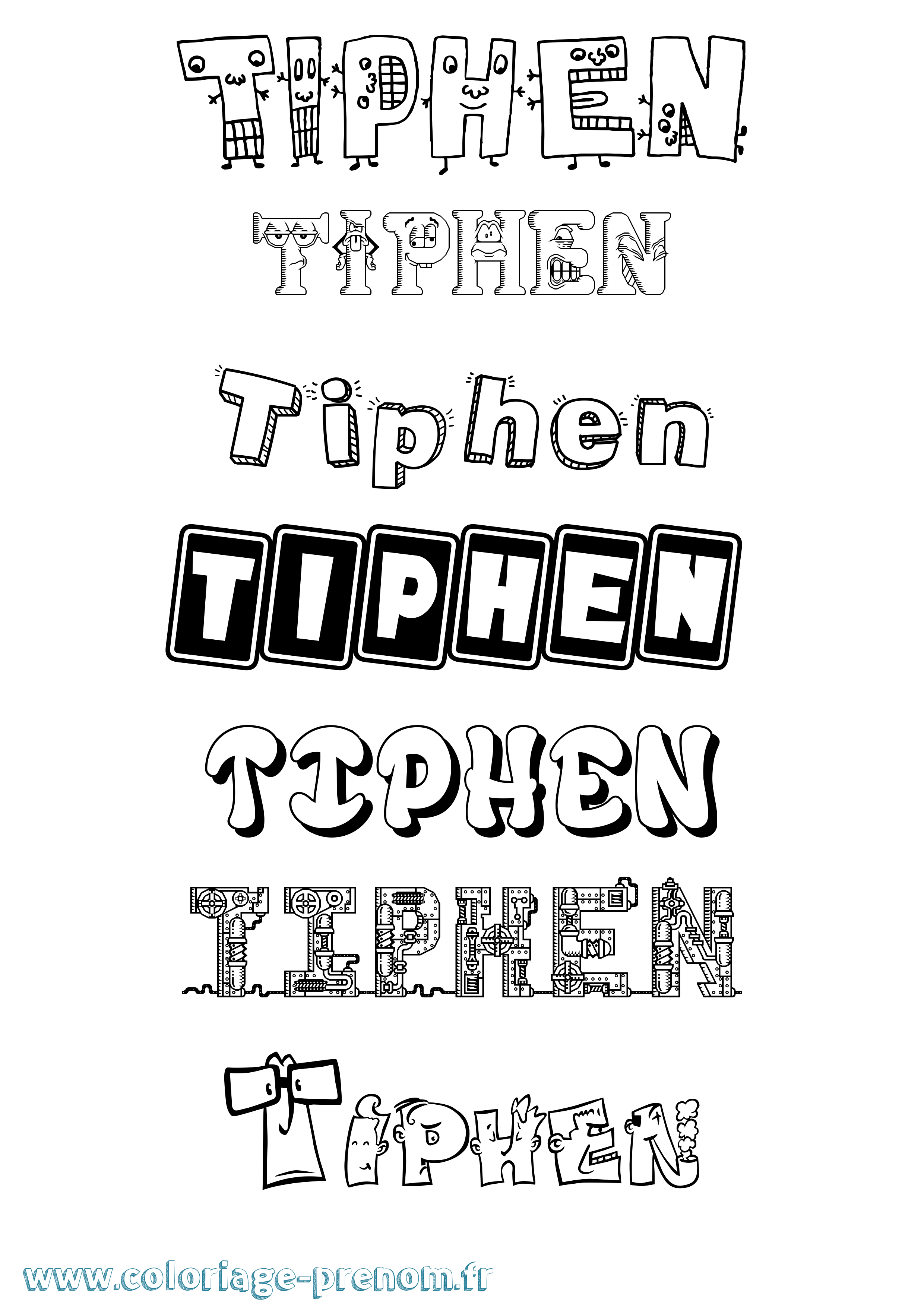 Coloriage Tiphen Fun Coloriage prénom Tiphen Fun