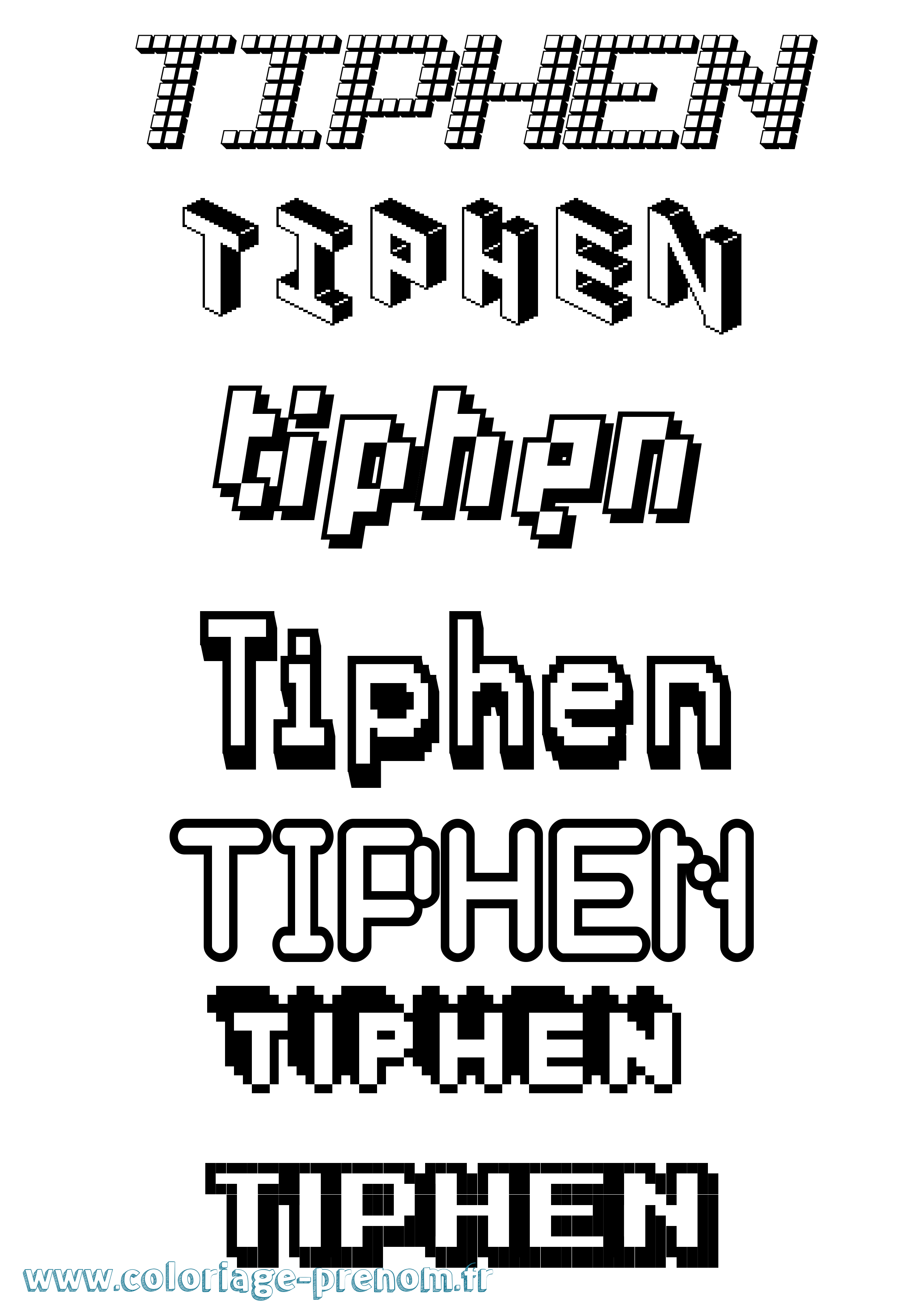 Coloriage Tiphen Pixel Coloriage prénom Tiphen Pixel