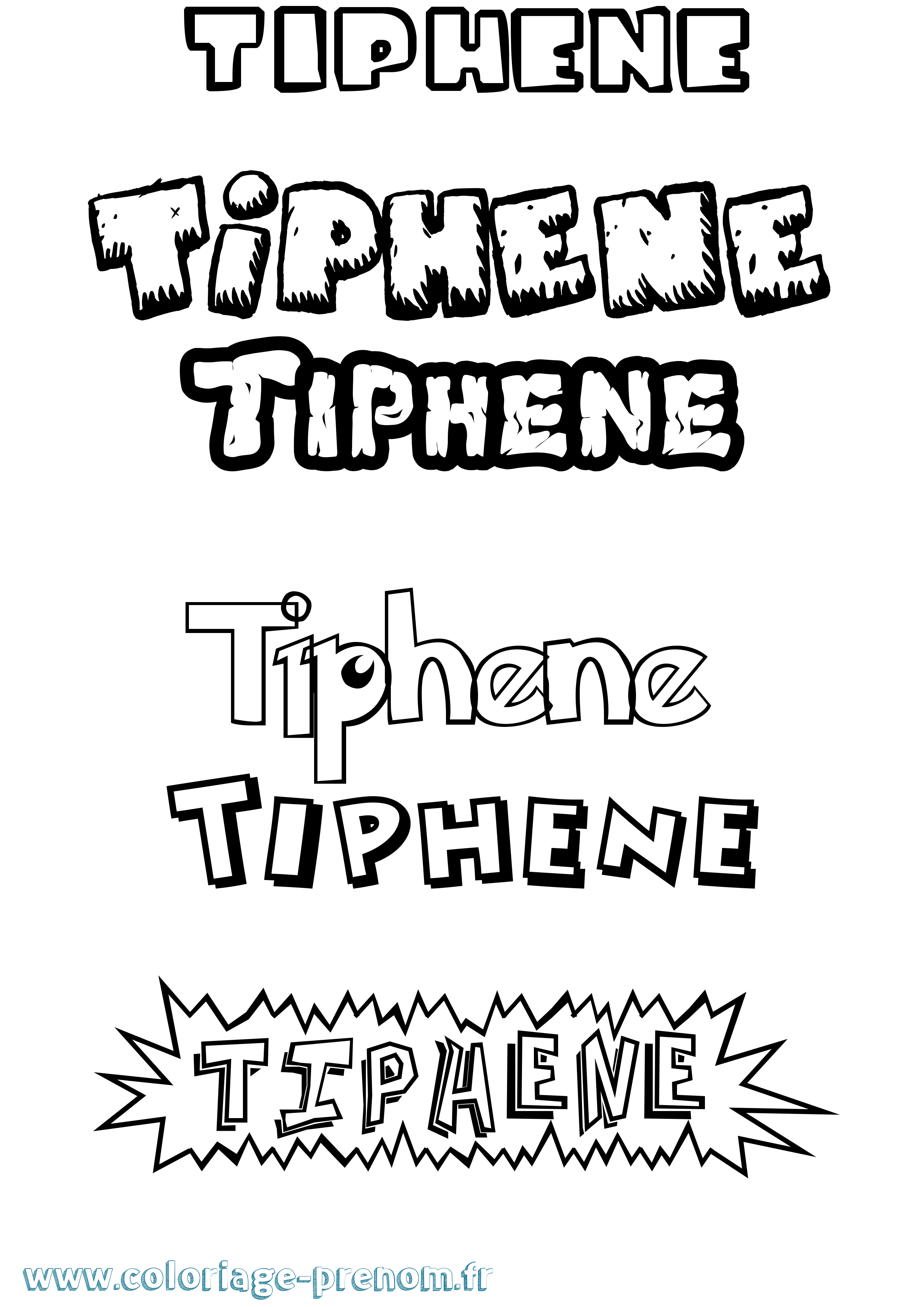 Coloriage Tiphene Dessin Animé Coloriage prénom Tiphene Dessin Animé