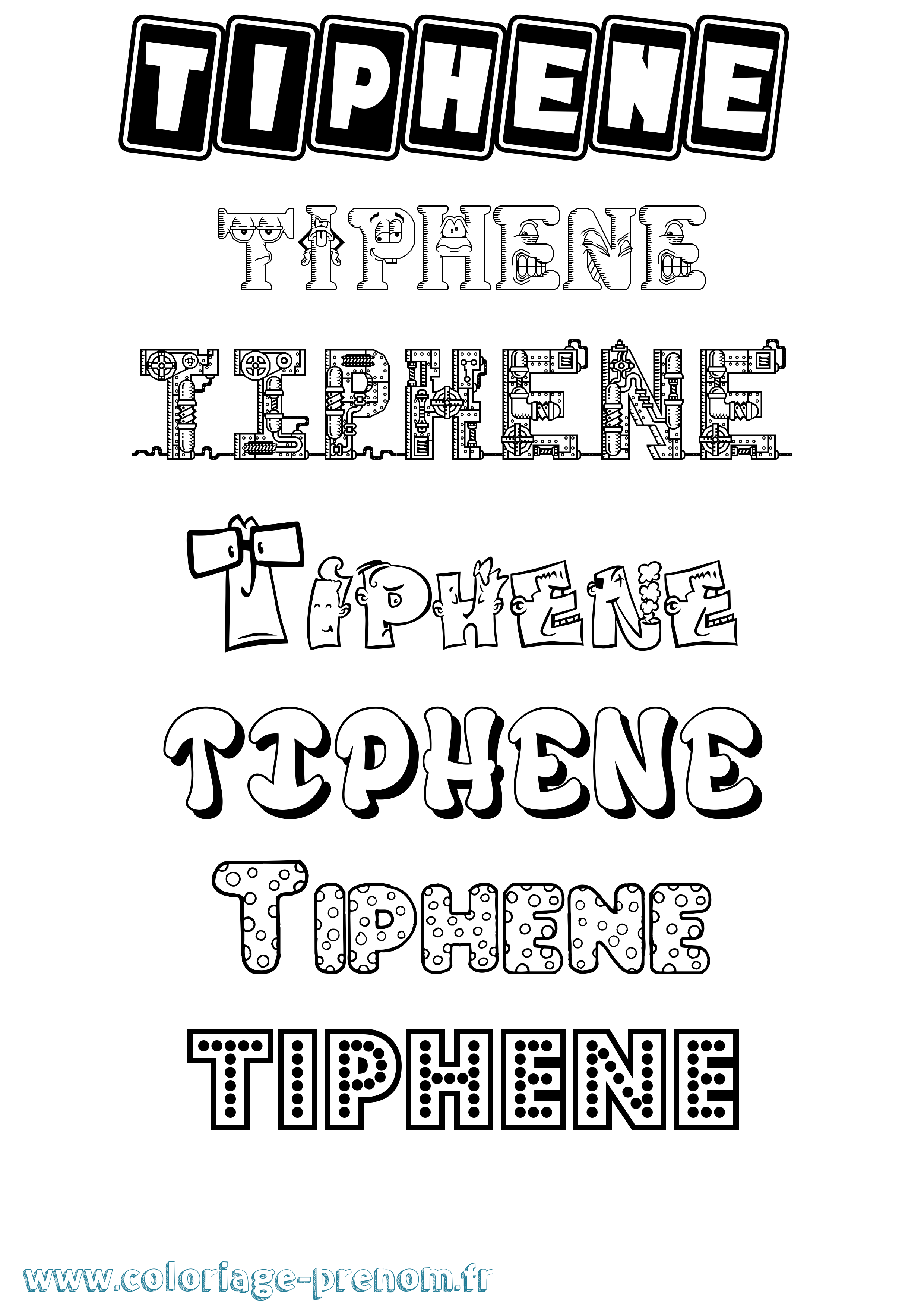 Coloriage Tiphene Fun Coloriage prénom Tiphene Fun