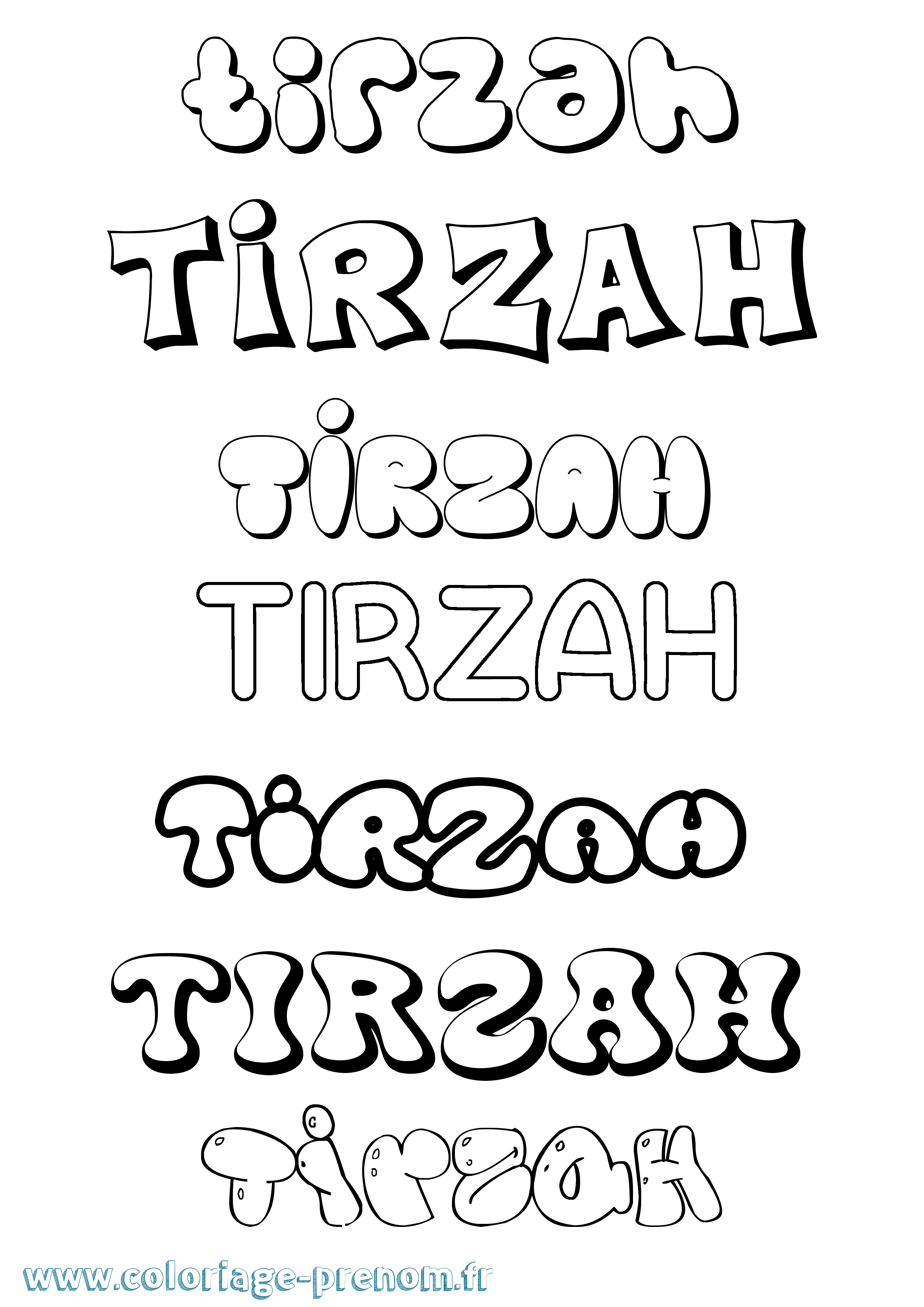 Coloriage Tirzah Bubble Coloriage prénom Tirzah Bubble