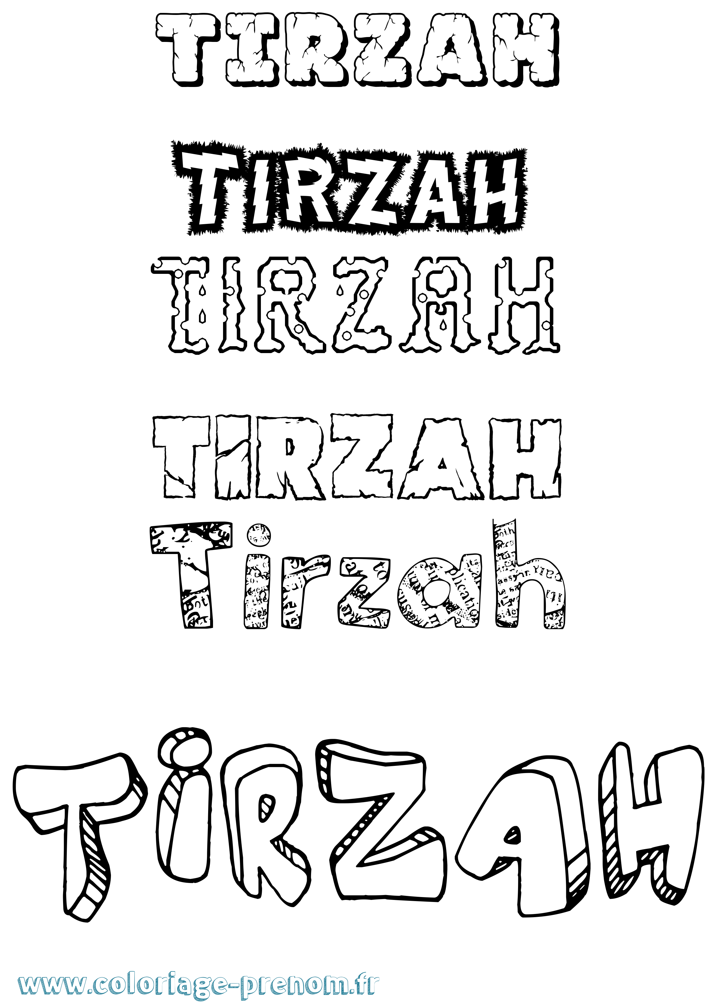 Coloriage Tirzah Destructuré Coloriage prénom Tirzah Destructuré