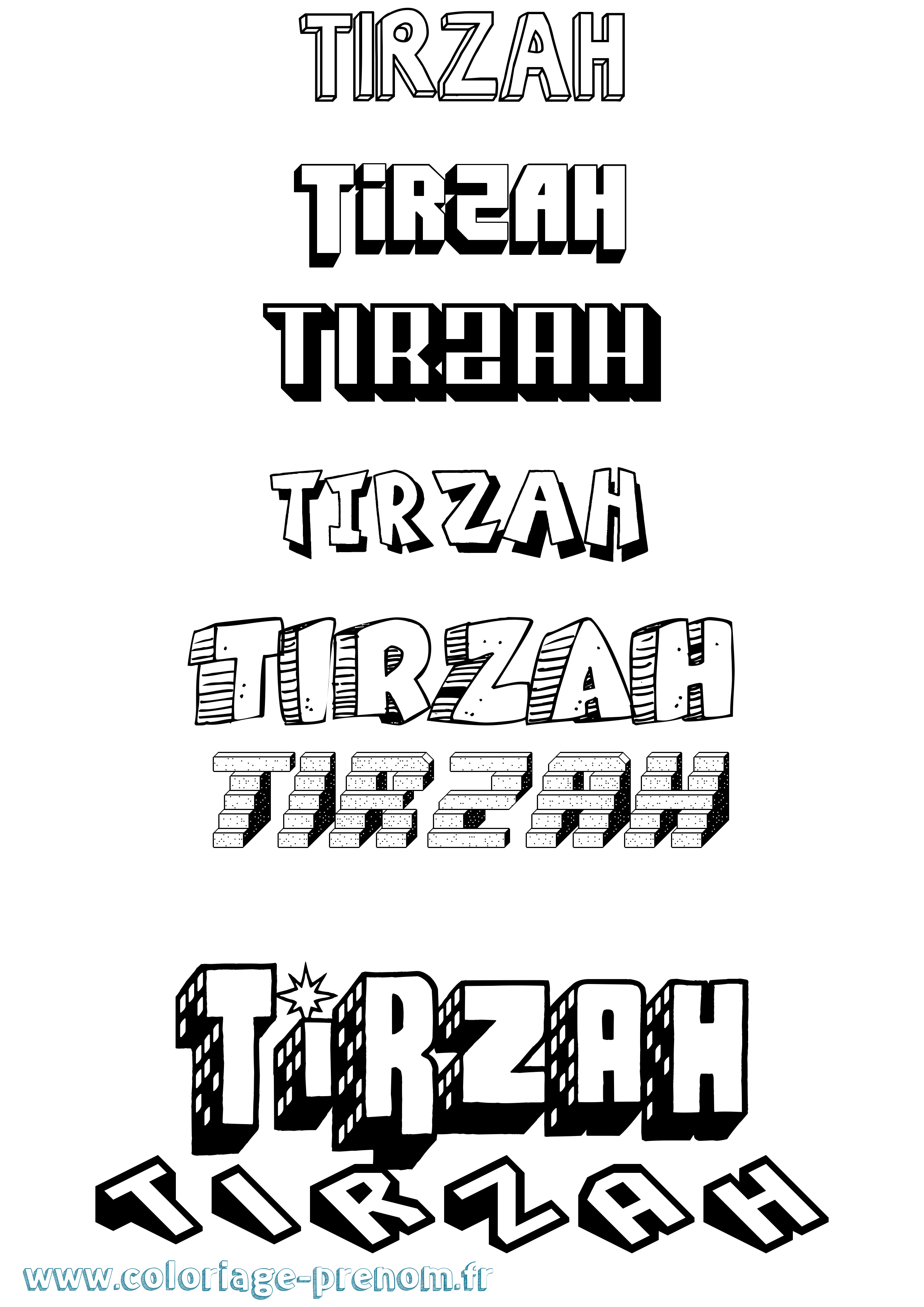 Coloriage Tirzah Effet 3D Coloriage prénom Tirzah Effet 3D