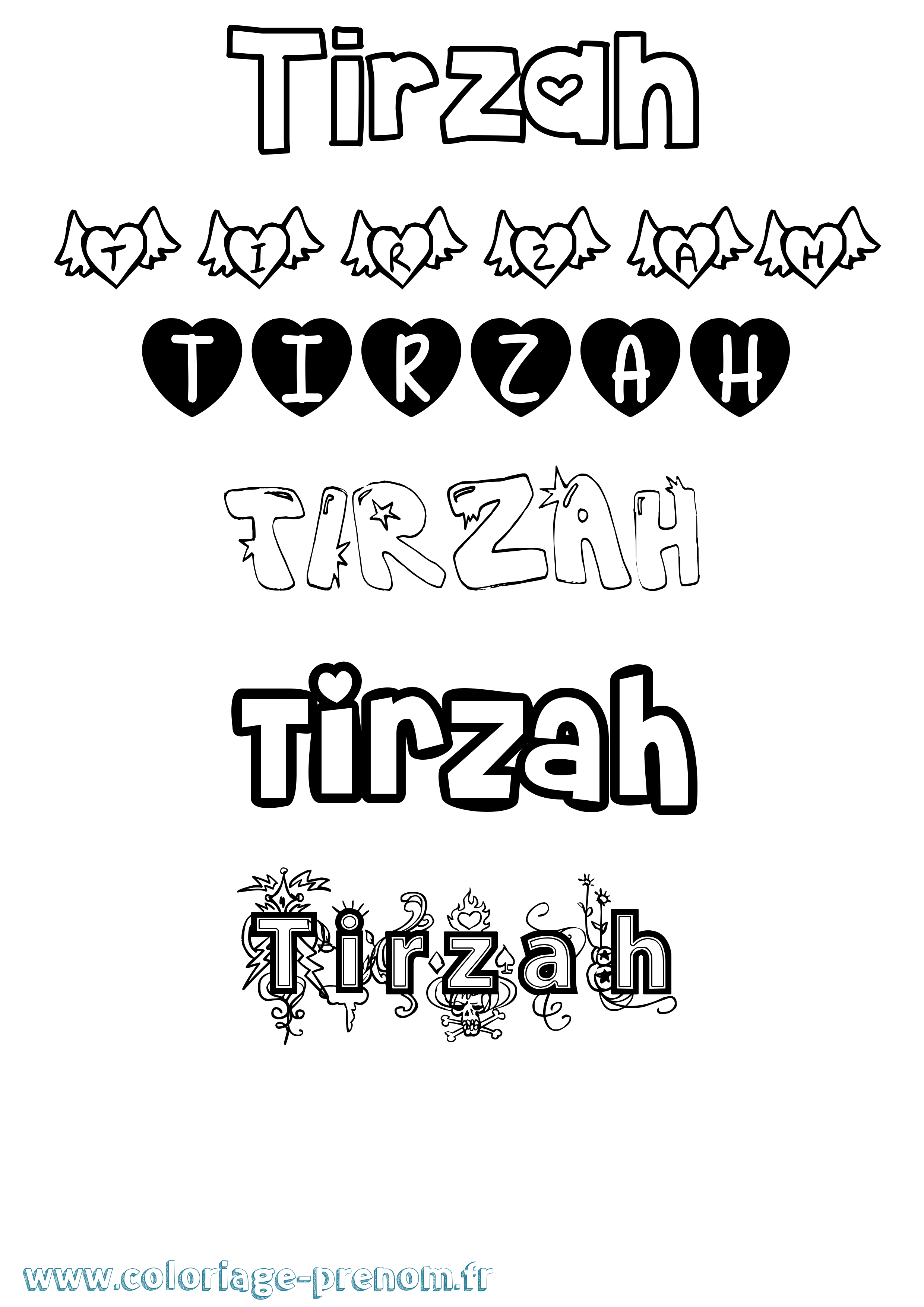 Coloriage Tirzah Girly Coloriage prénom Tirzah Girly