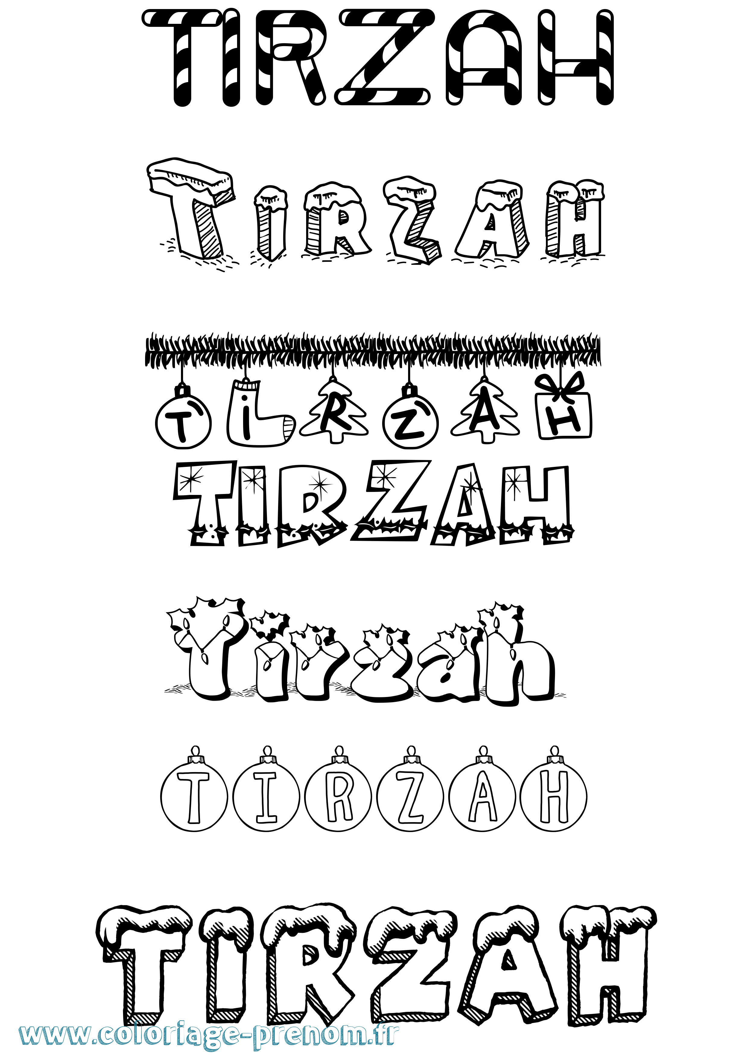 Coloriage Tirzah Noël Coloriage prénom Tirzah Noël