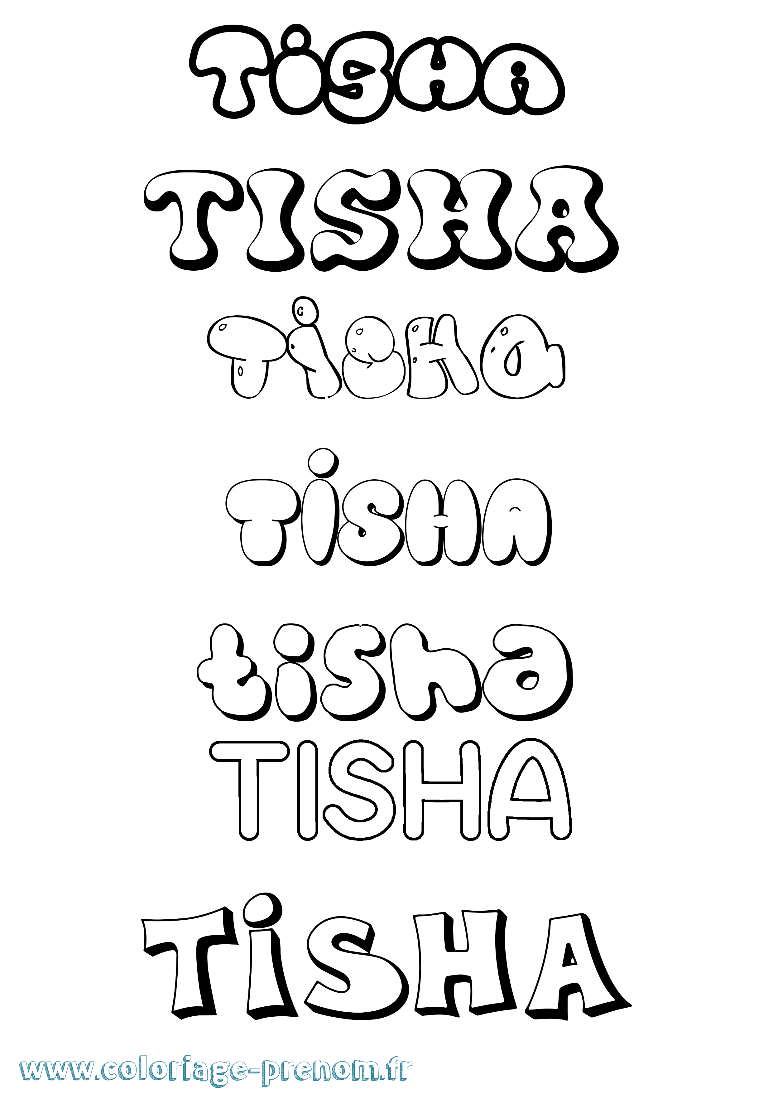 Coloriage Tisha Bubble Coloriage prénom Tisha Bubble