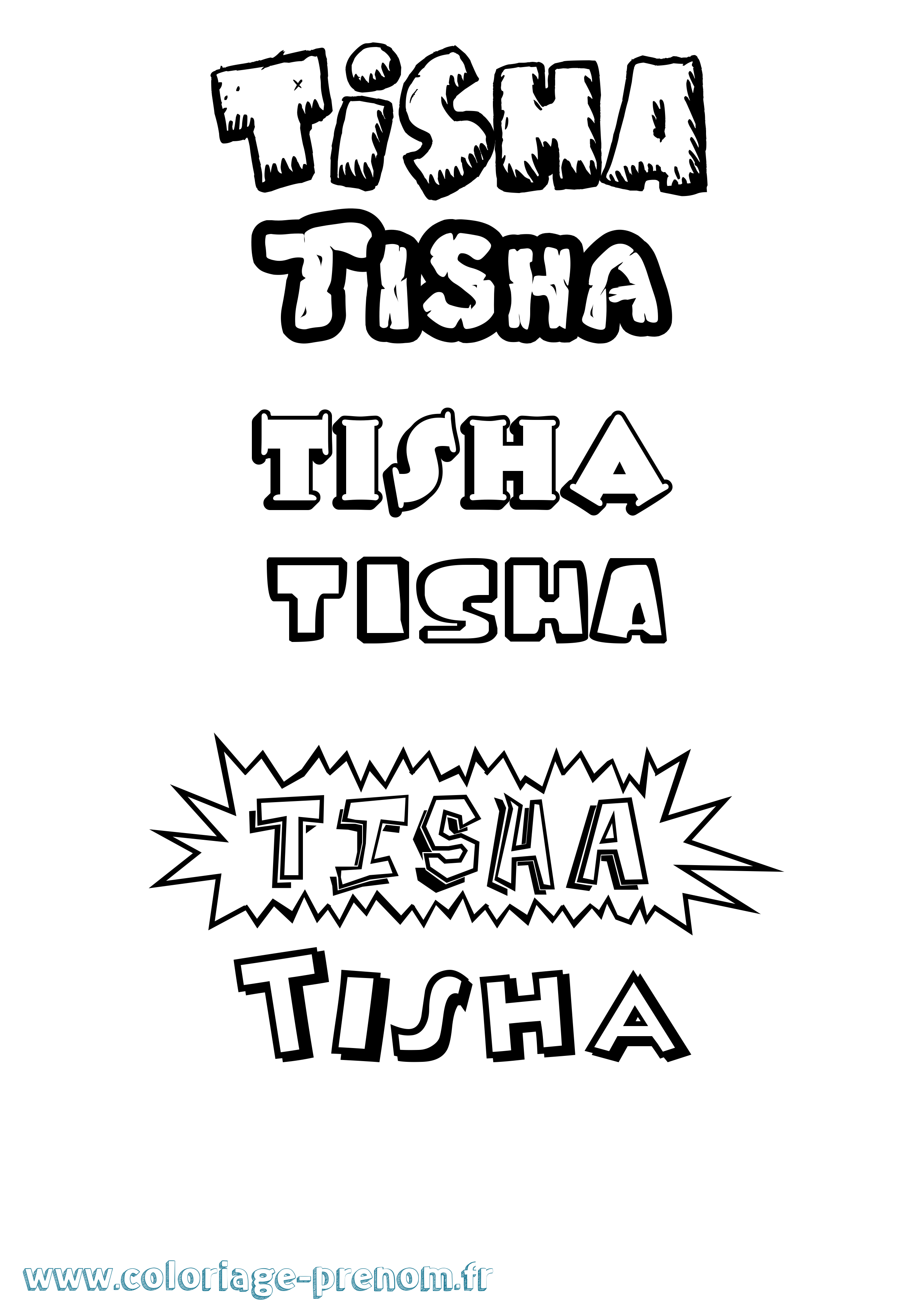 Coloriage Tisha Dessin Animé Coloriage prénom Tisha Dessin Animé