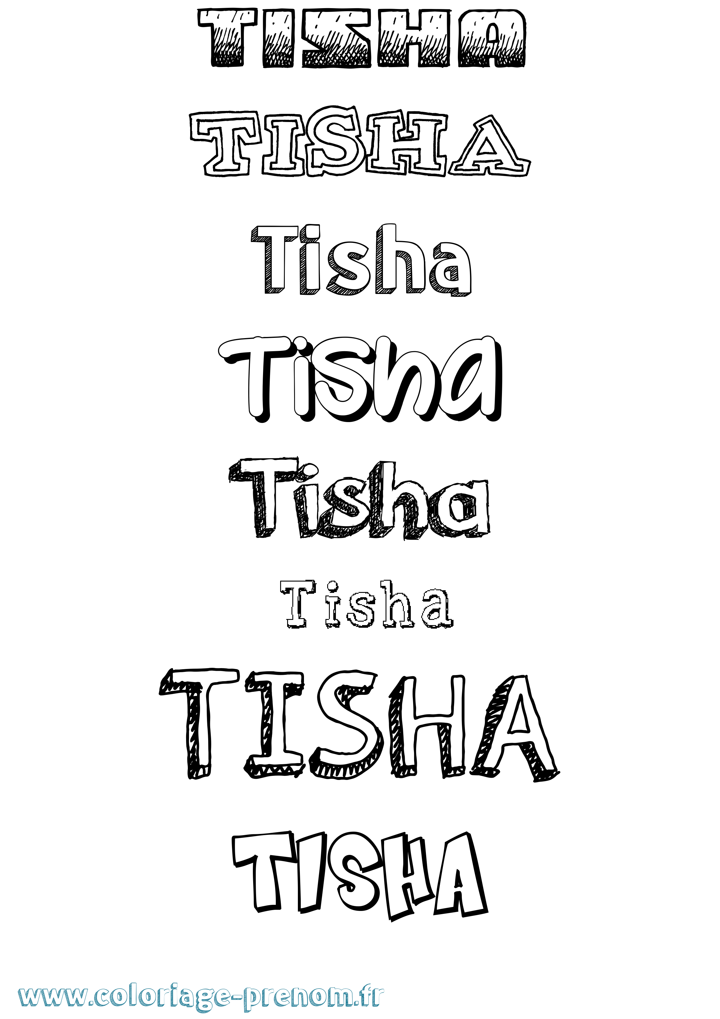Coloriage Tisha Dessiné Coloriage prénom Tisha Dessiné