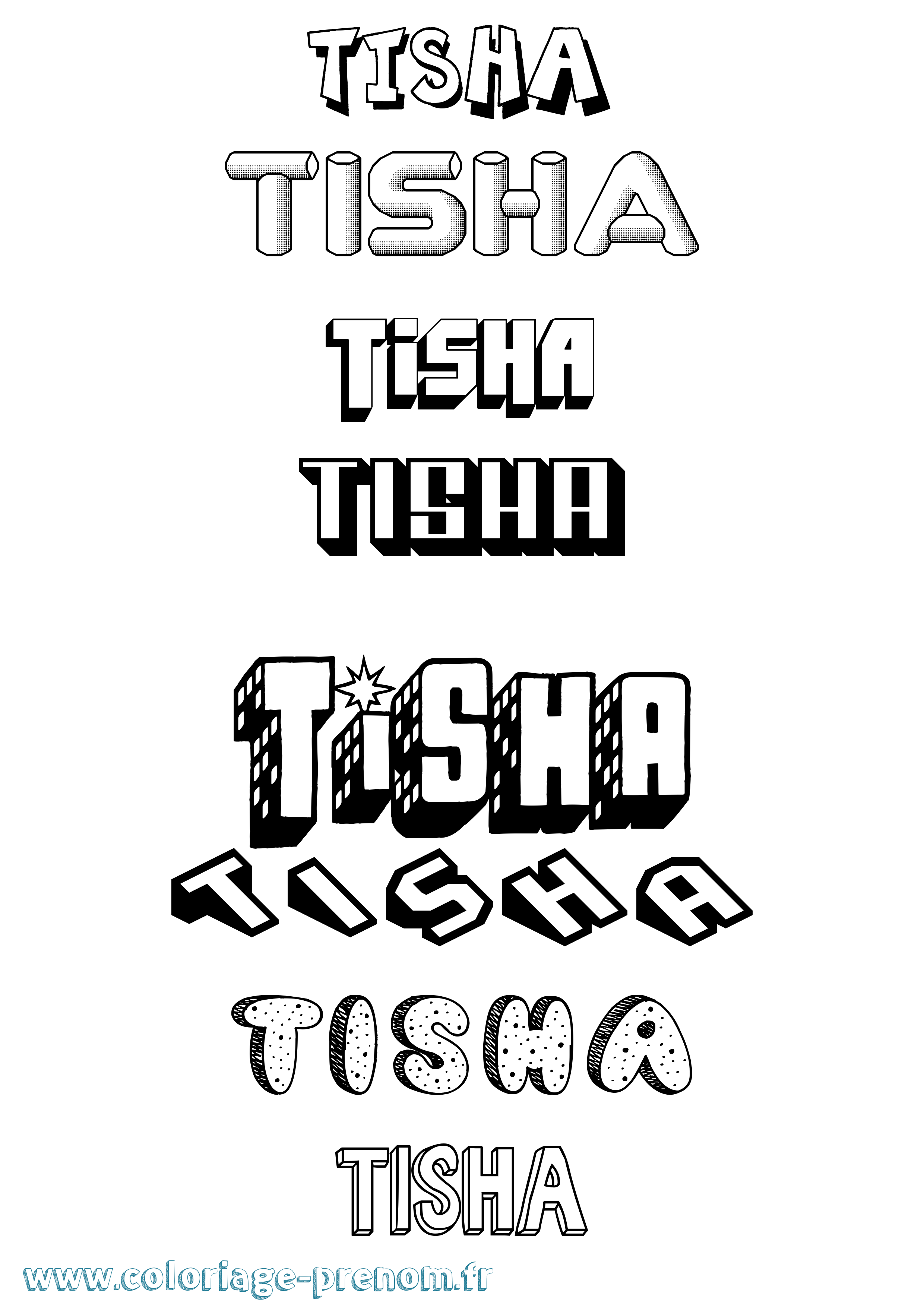 Coloriage Tisha Effet 3D Coloriage prénom Tisha Effet 3D