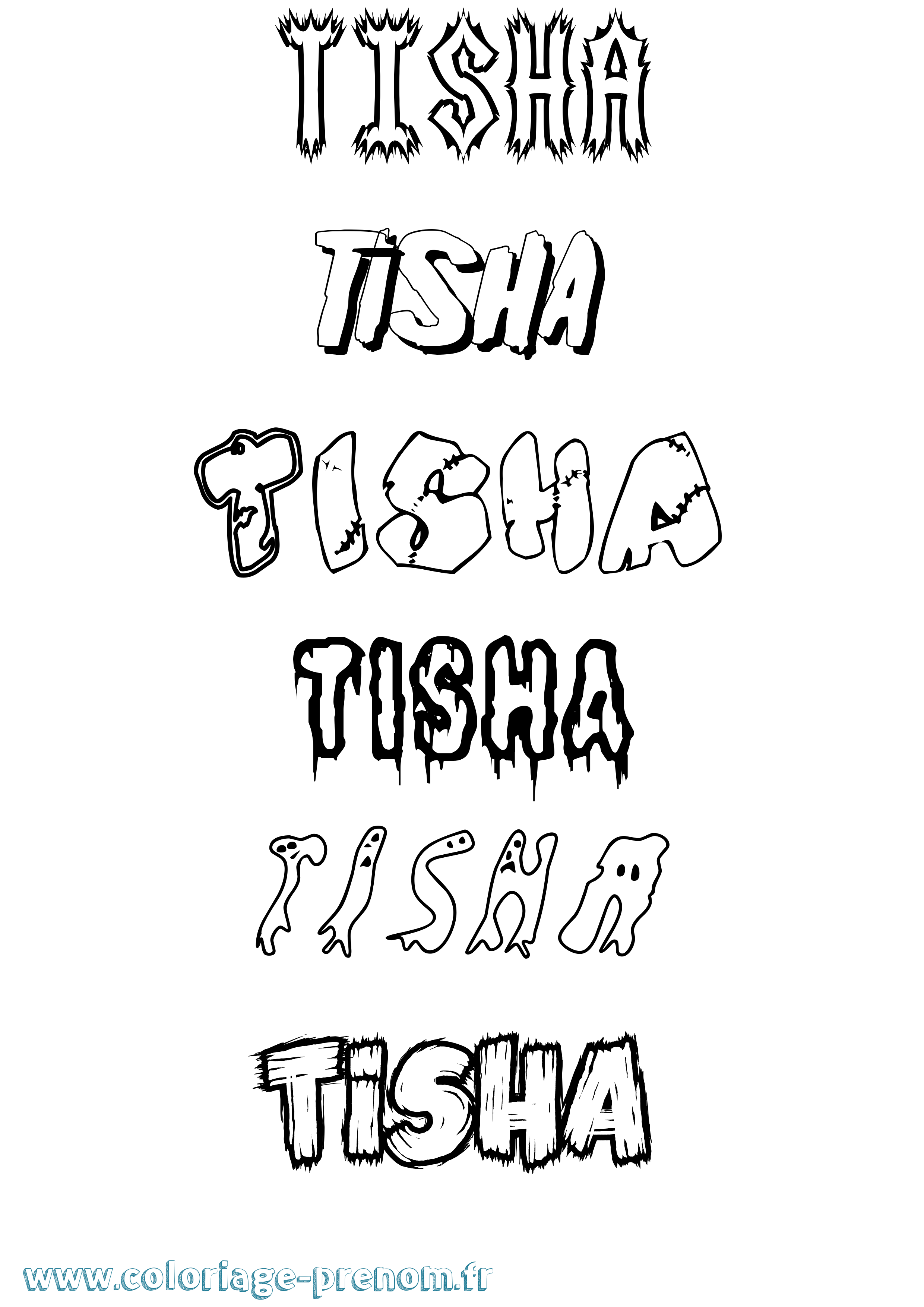 Coloriage Tisha Frisson Coloriage prénom Tisha Frisson