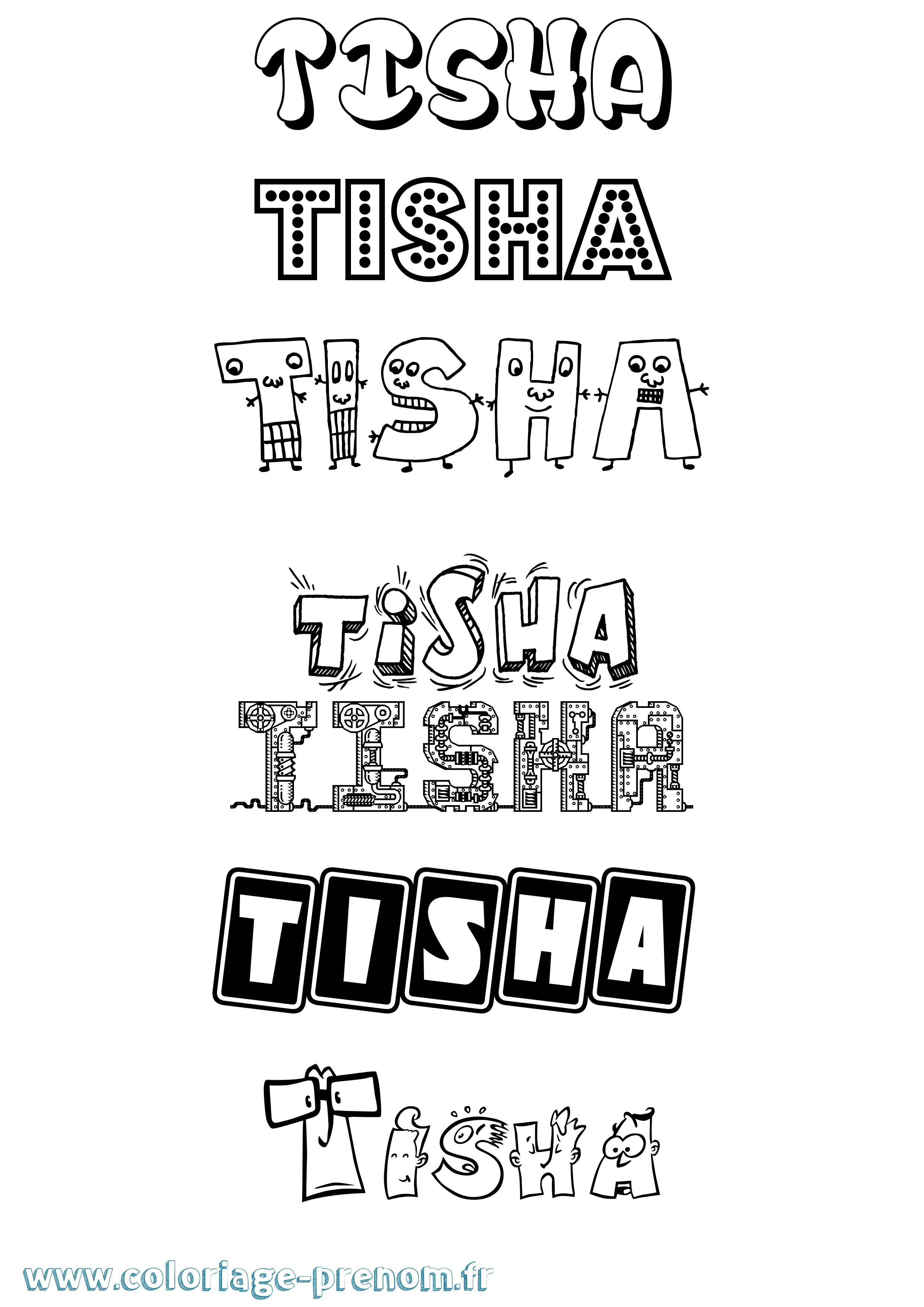 Coloriage Tisha Fun Coloriage prénom Tisha Fun