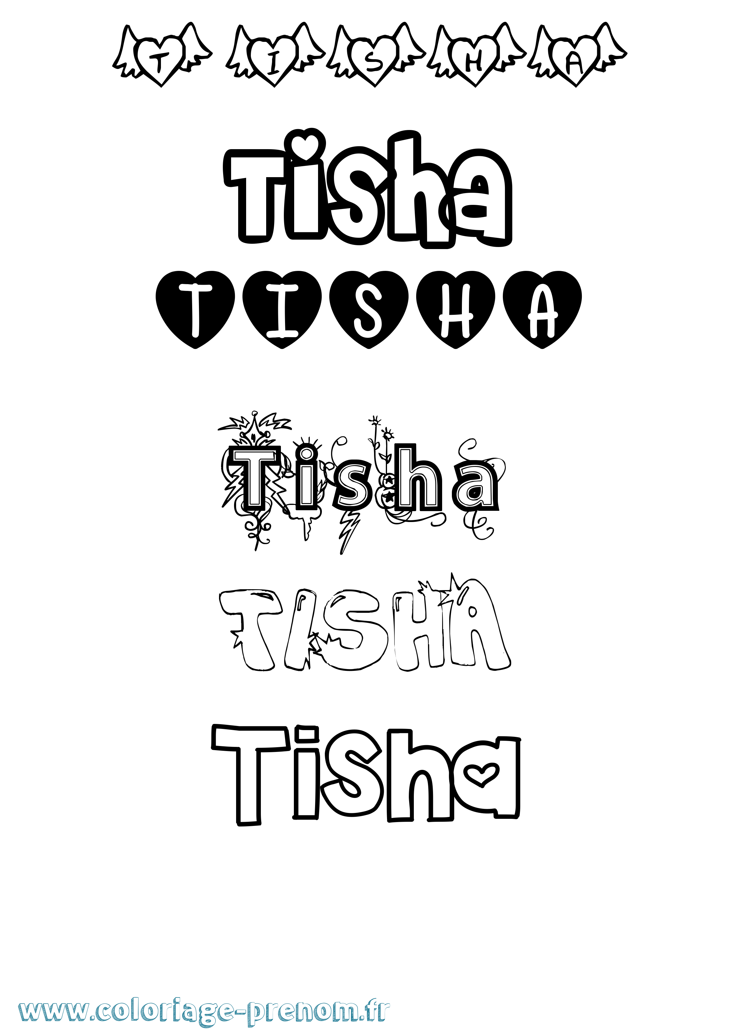 Coloriage Tisha Girly Coloriage prénom Tisha Girly