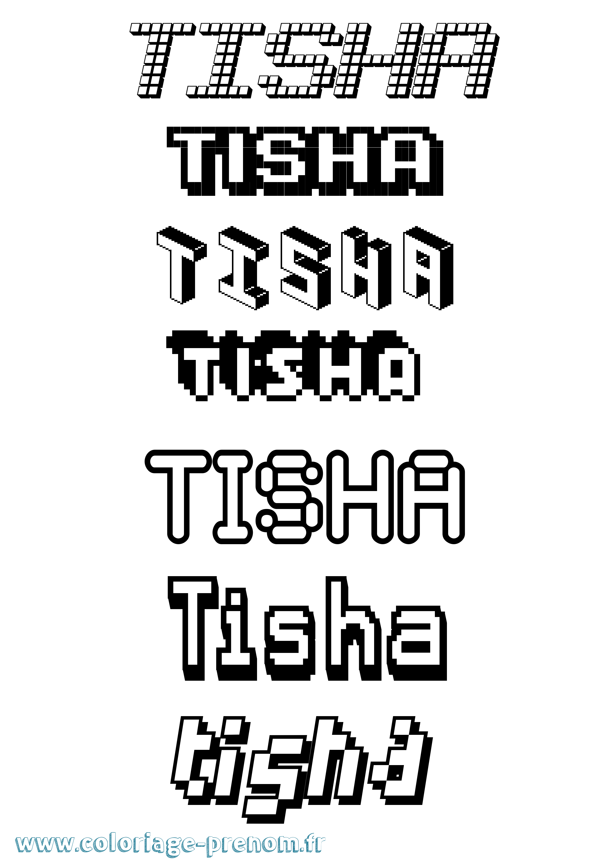 Coloriage Tisha Pixel Coloriage prénom Tisha Pixel