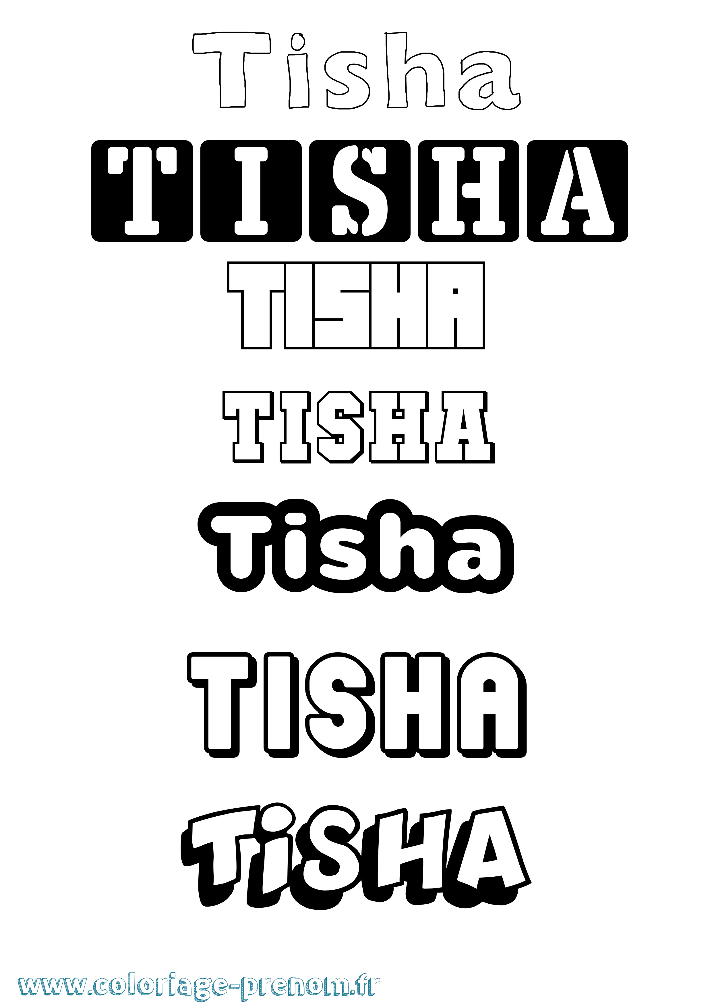 Coloriage Tisha Simple Coloriage prénom Tisha Simple