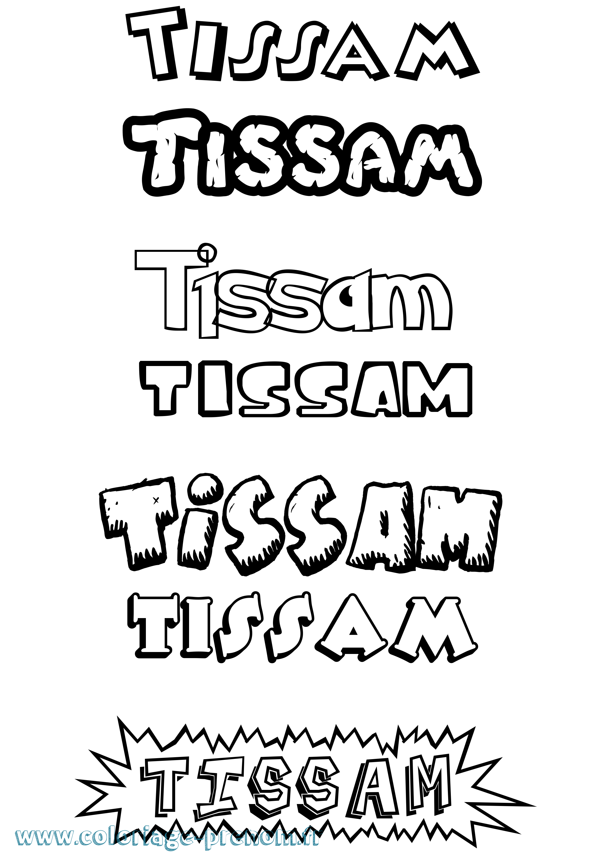 Coloriage Tissam Dessin Animé Coloriage prénom Tissam Dessin Animé