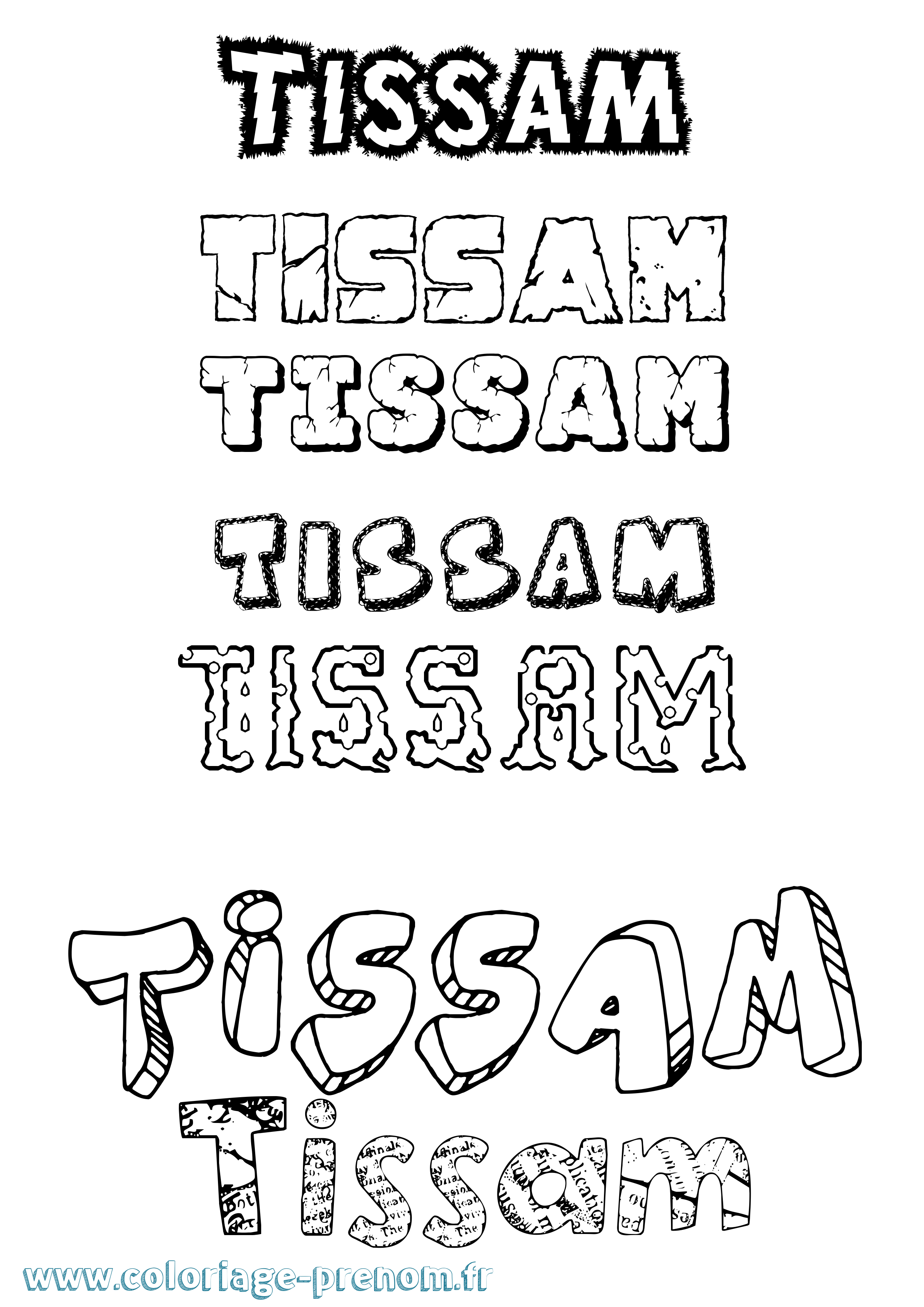 Coloriage Tissam Destructuré Coloriage prénom Tissam Destructuré
