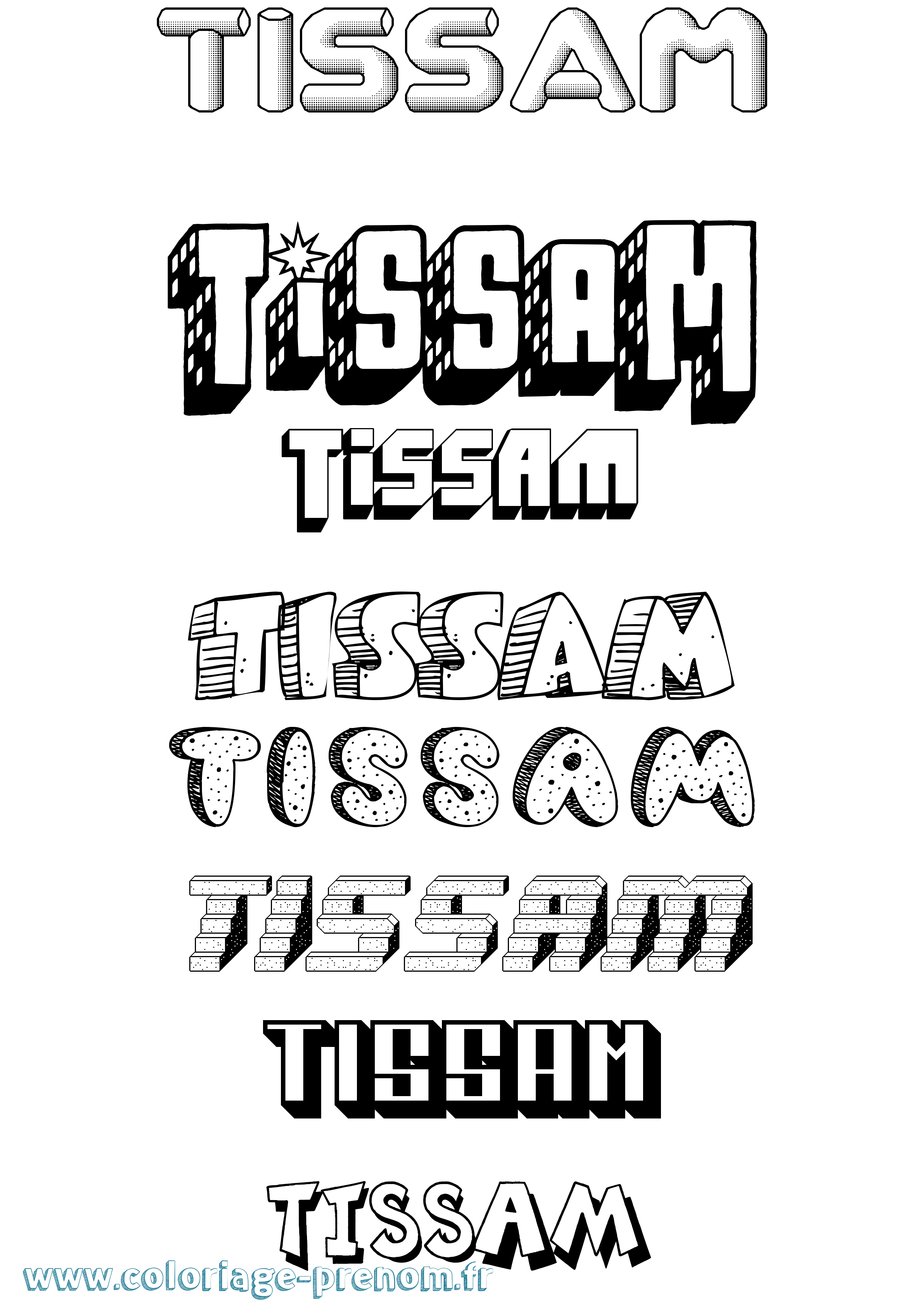 Coloriage Tissam Effet 3D Coloriage prénom Tissam Effet 3D
