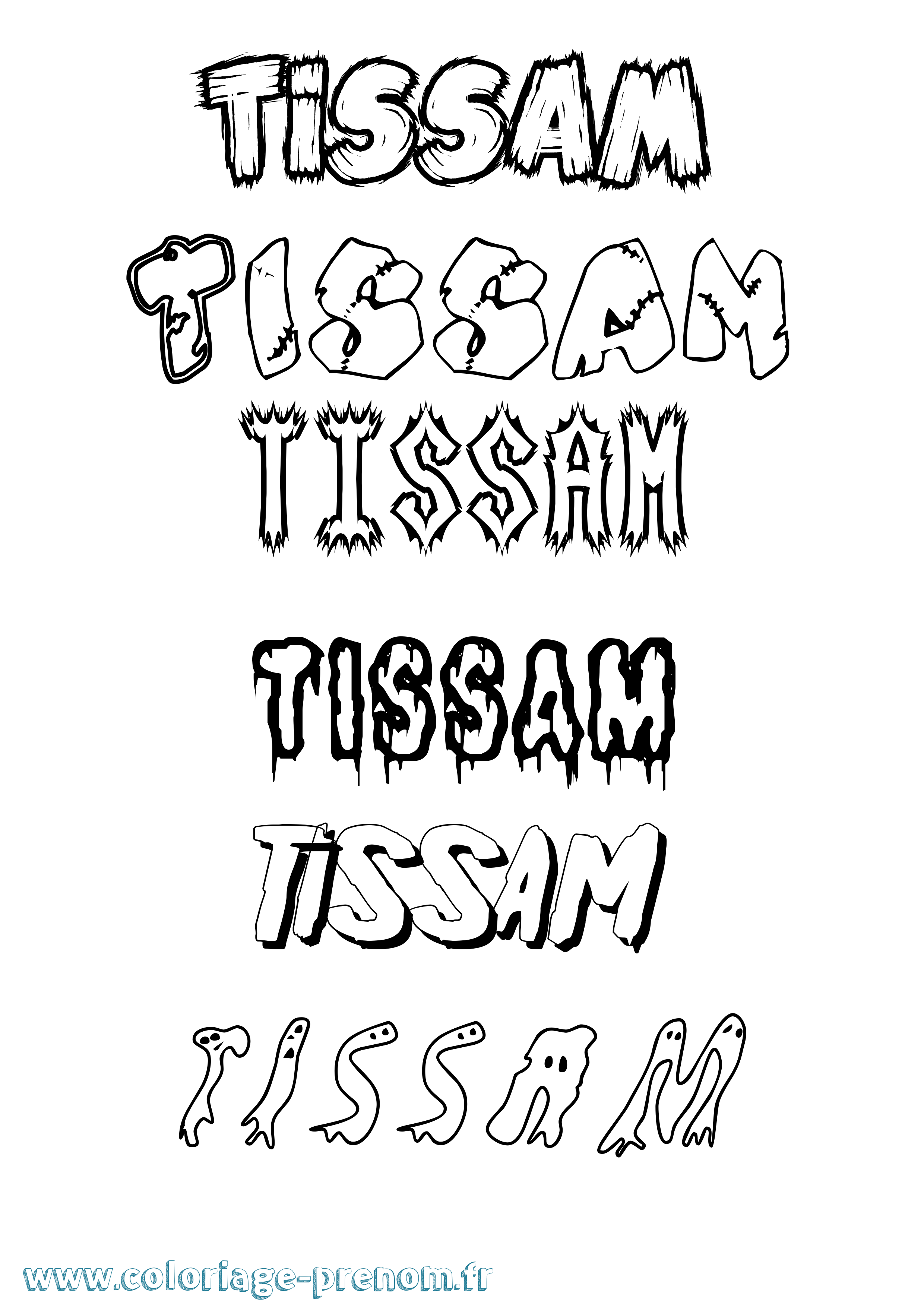 Coloriage Tissam Frisson Coloriage prénom Tissam Frisson