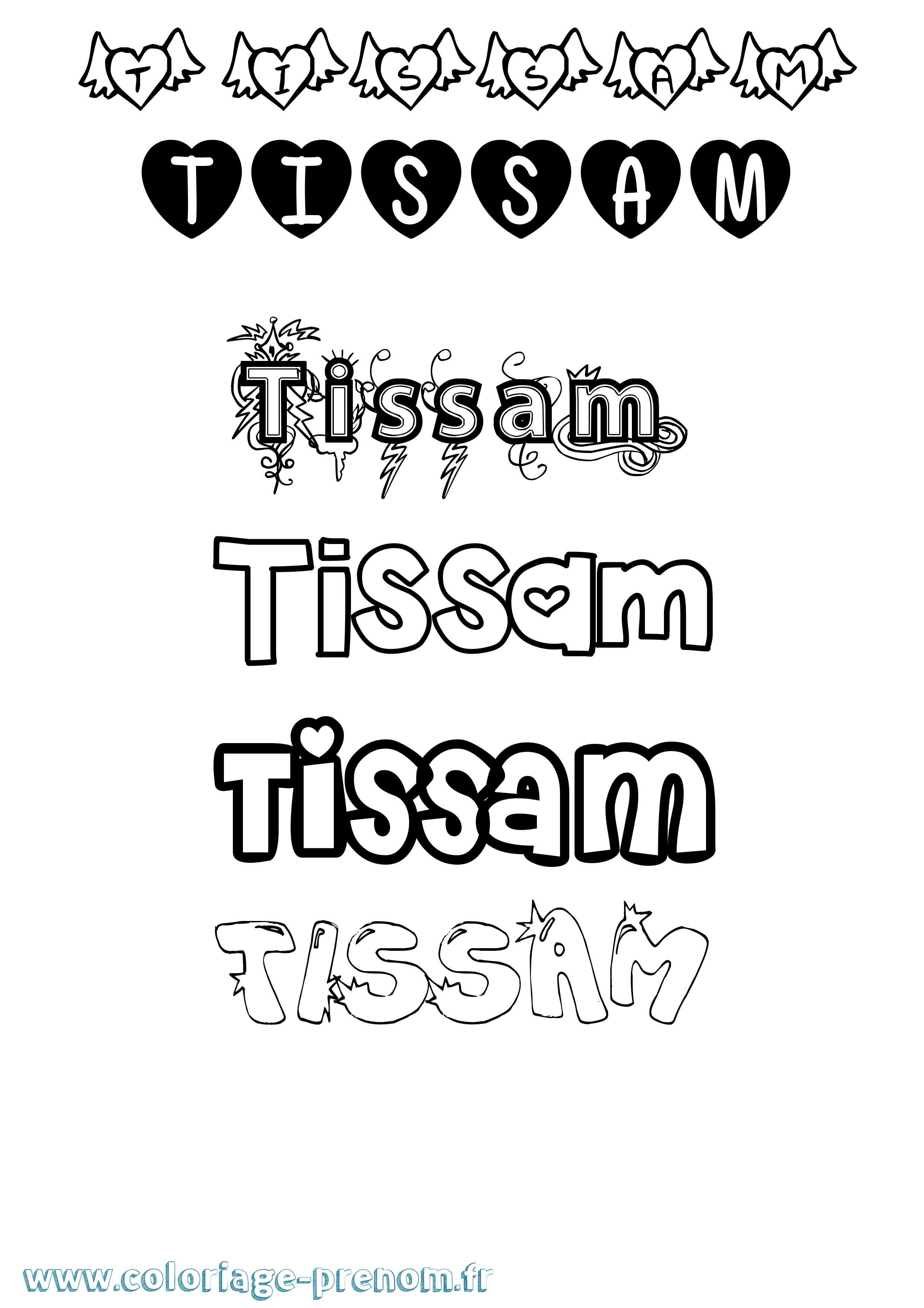 Coloriage Tissam Girly Coloriage prénom Tissam Girly