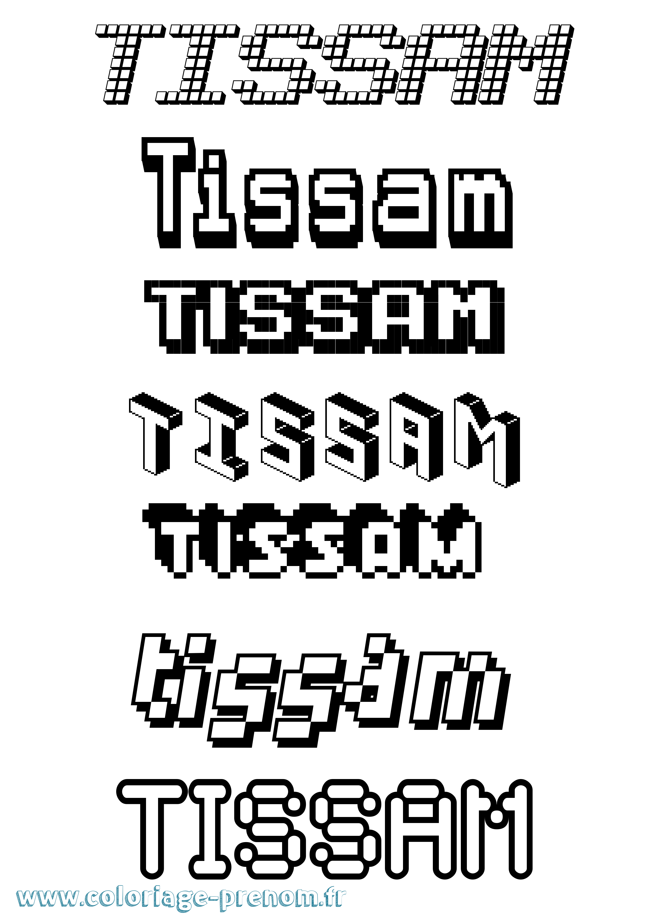 Coloriage Tissam Pixel Coloriage prénom Tissam Pixel