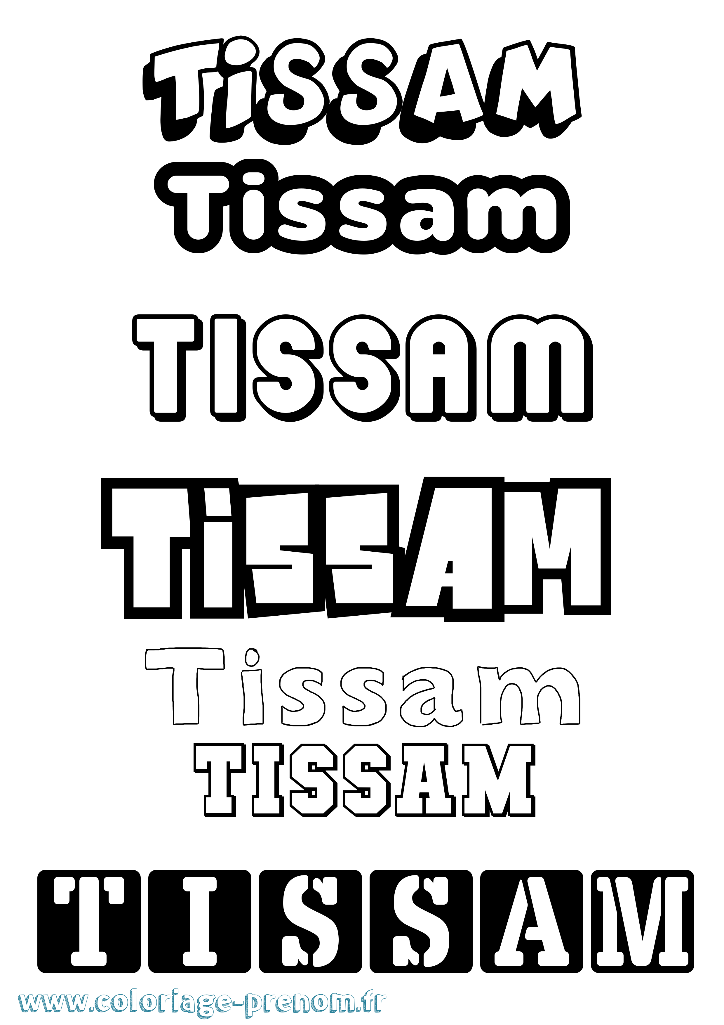 Coloriage Tissam Simple Coloriage prénom Tissam Simple