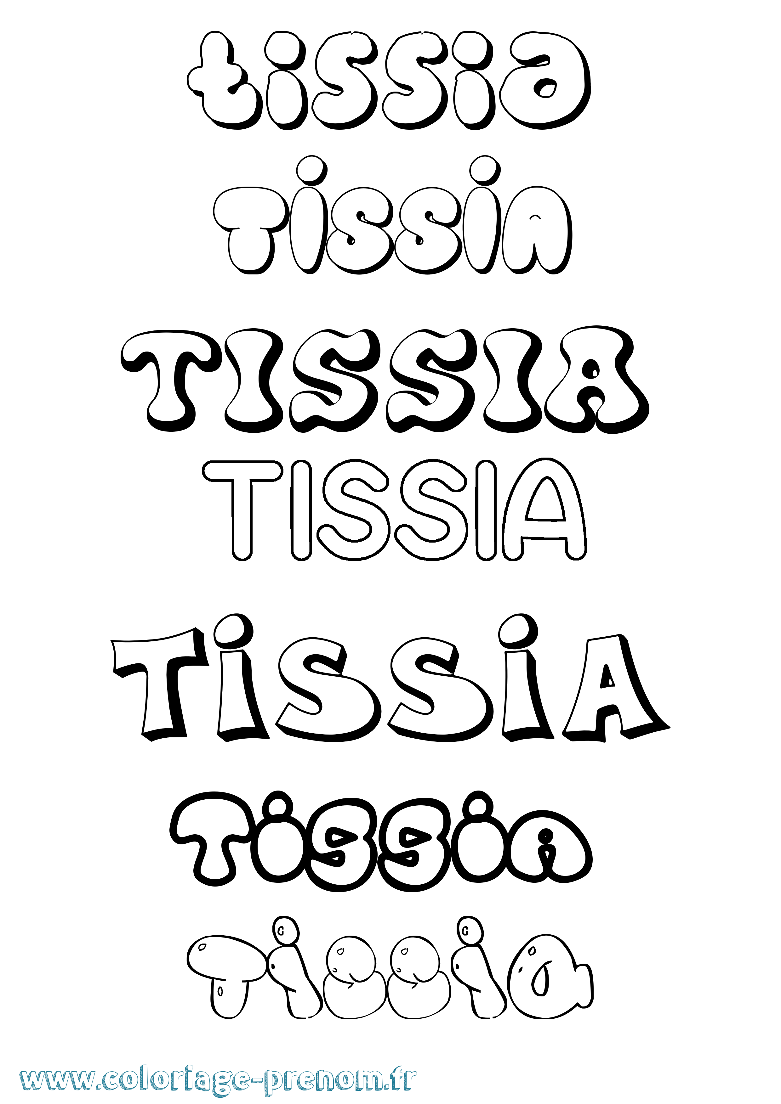 Coloriage Tissia Bubble Coloriage prénom Tissia Bubble