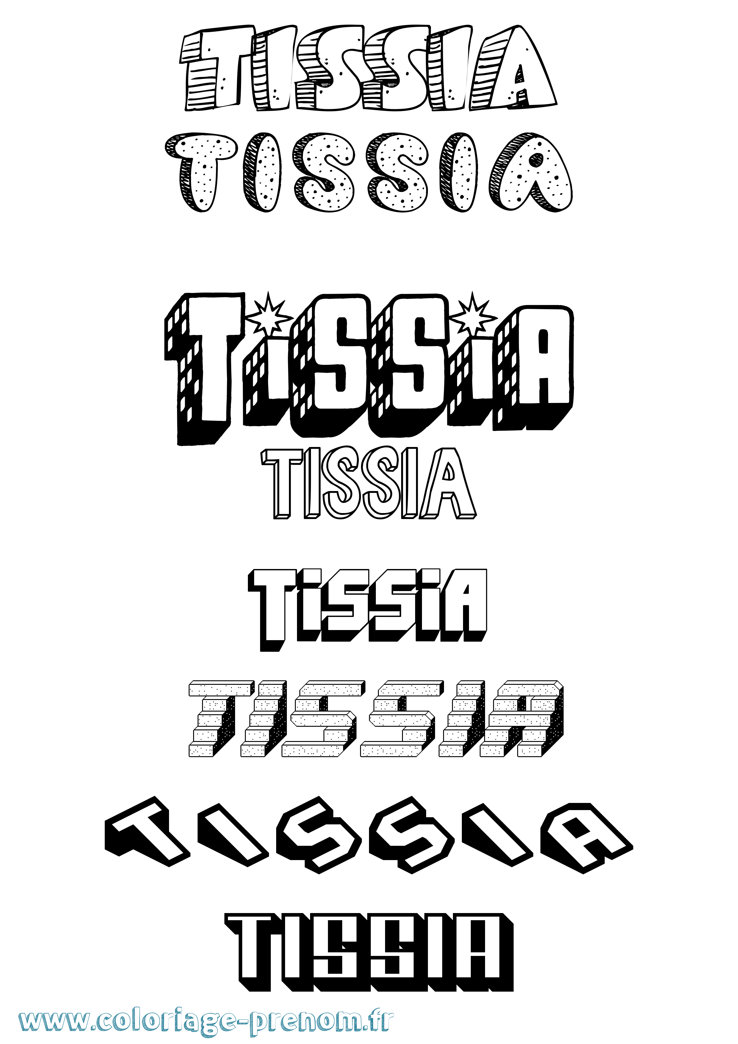 Coloriage Tissia Effet 3D Coloriage prénom Tissia Effet 3D