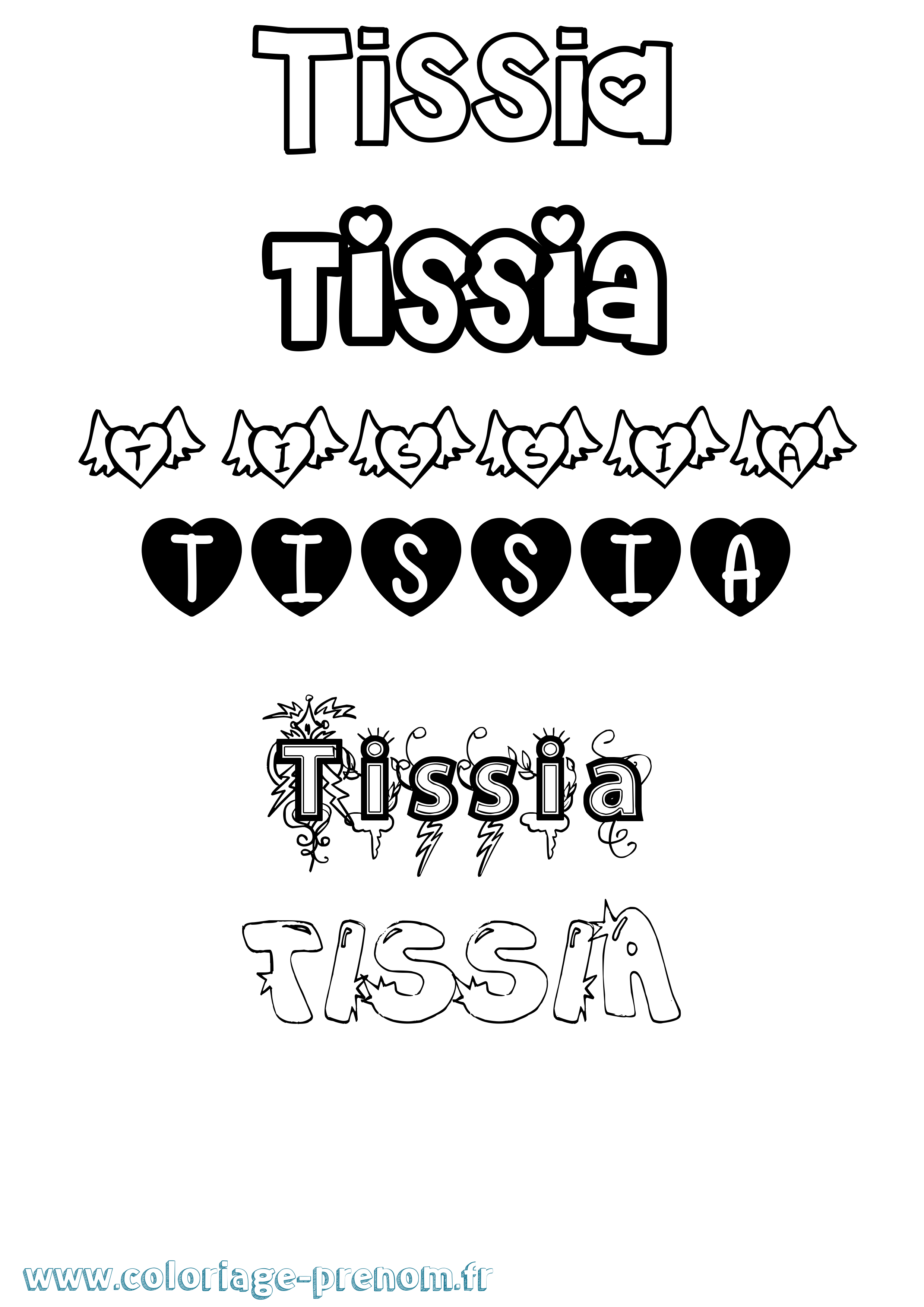 Coloriage Tissia Girly Coloriage prénom Tissia Girly