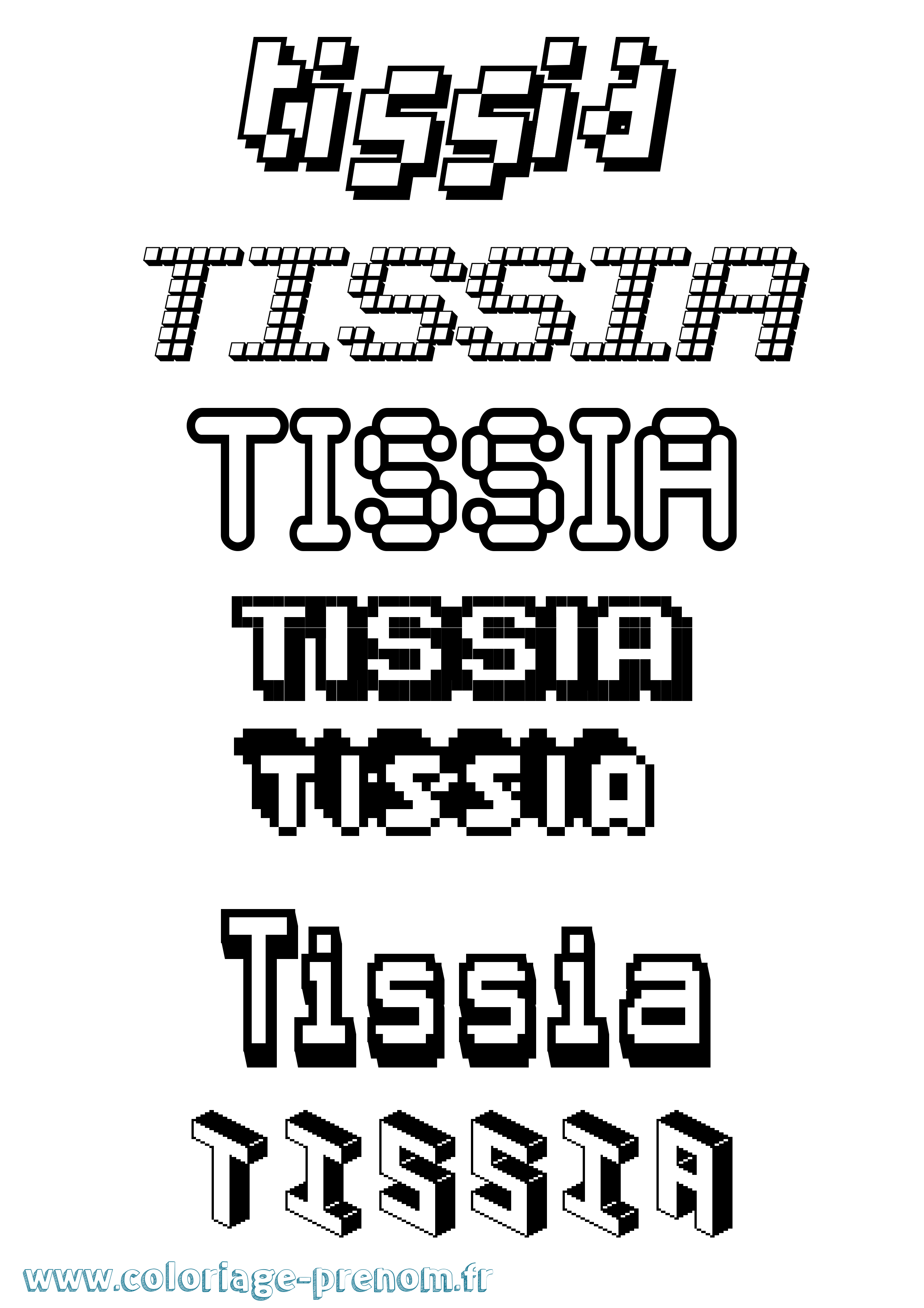 Coloriage Tissia Pixel Coloriage prénom Tissia Pixel