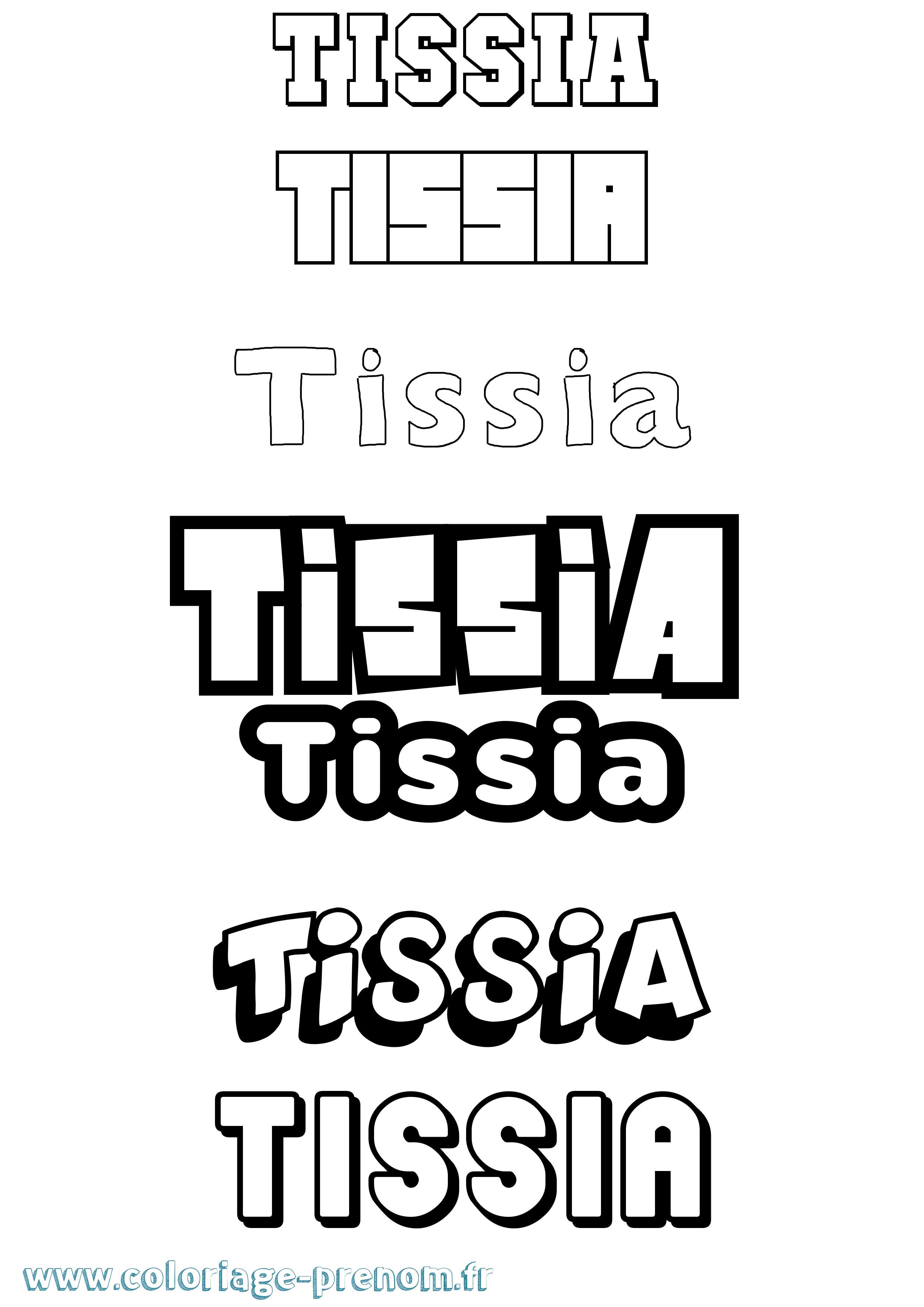 Coloriage Tissia Simple Coloriage prénom Tissia Simple