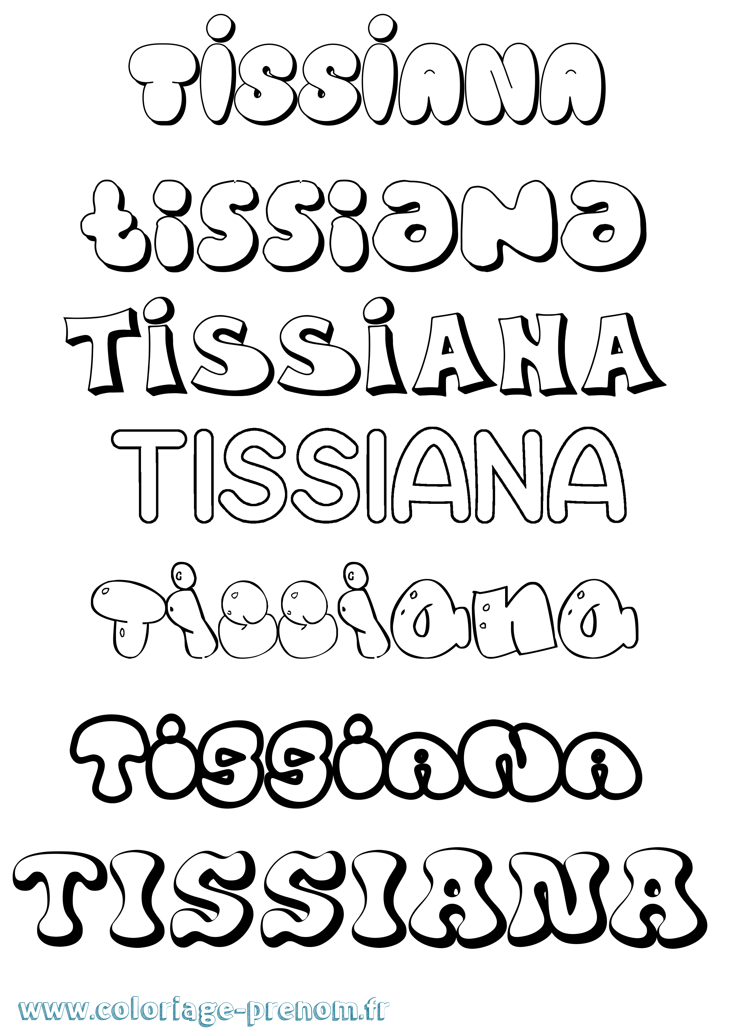 Coloriage Tissiana Bubble Coloriage prénom Tissiana Bubble