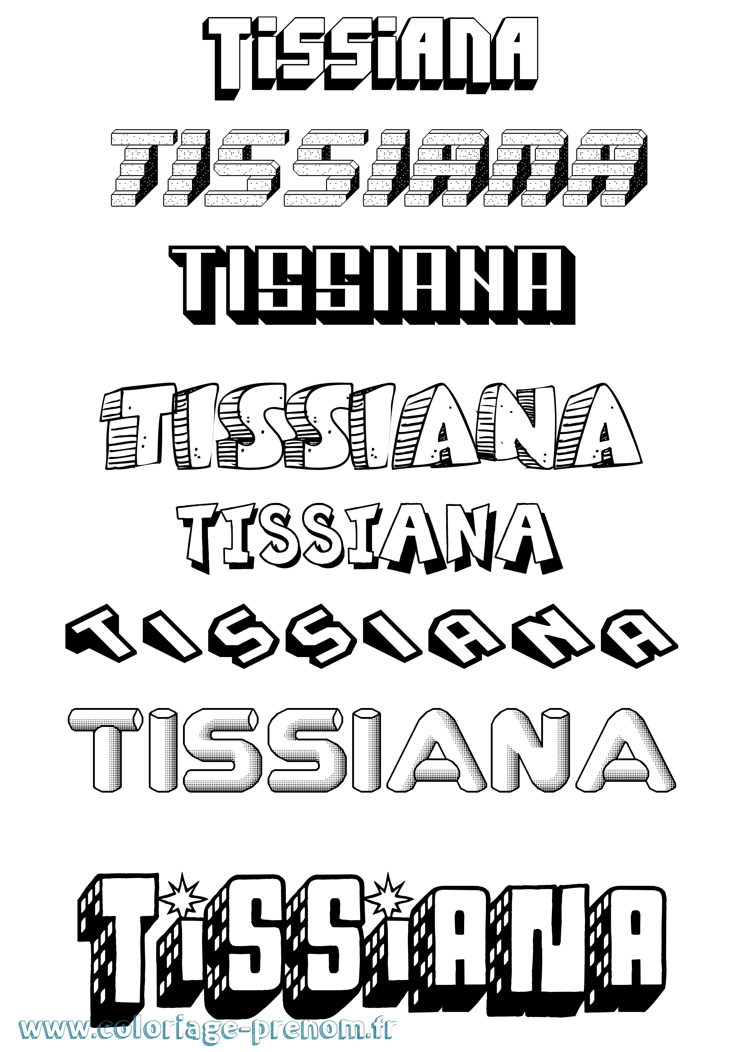 Coloriage Tissiana Effet 3D Coloriage prénom Tissiana Effet 3D