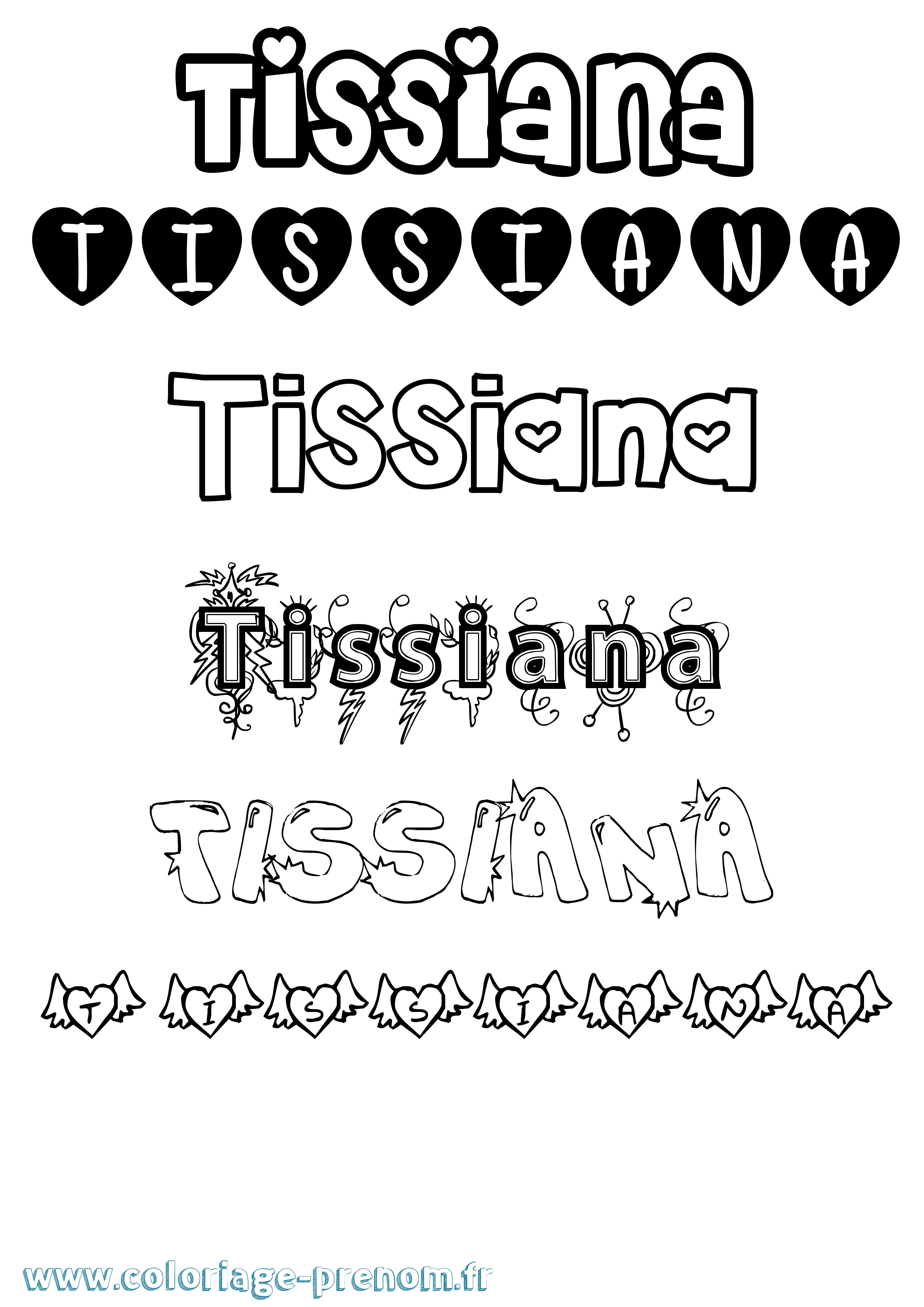 Coloriage Tissiana Girly Coloriage prénom Tissiana Girly