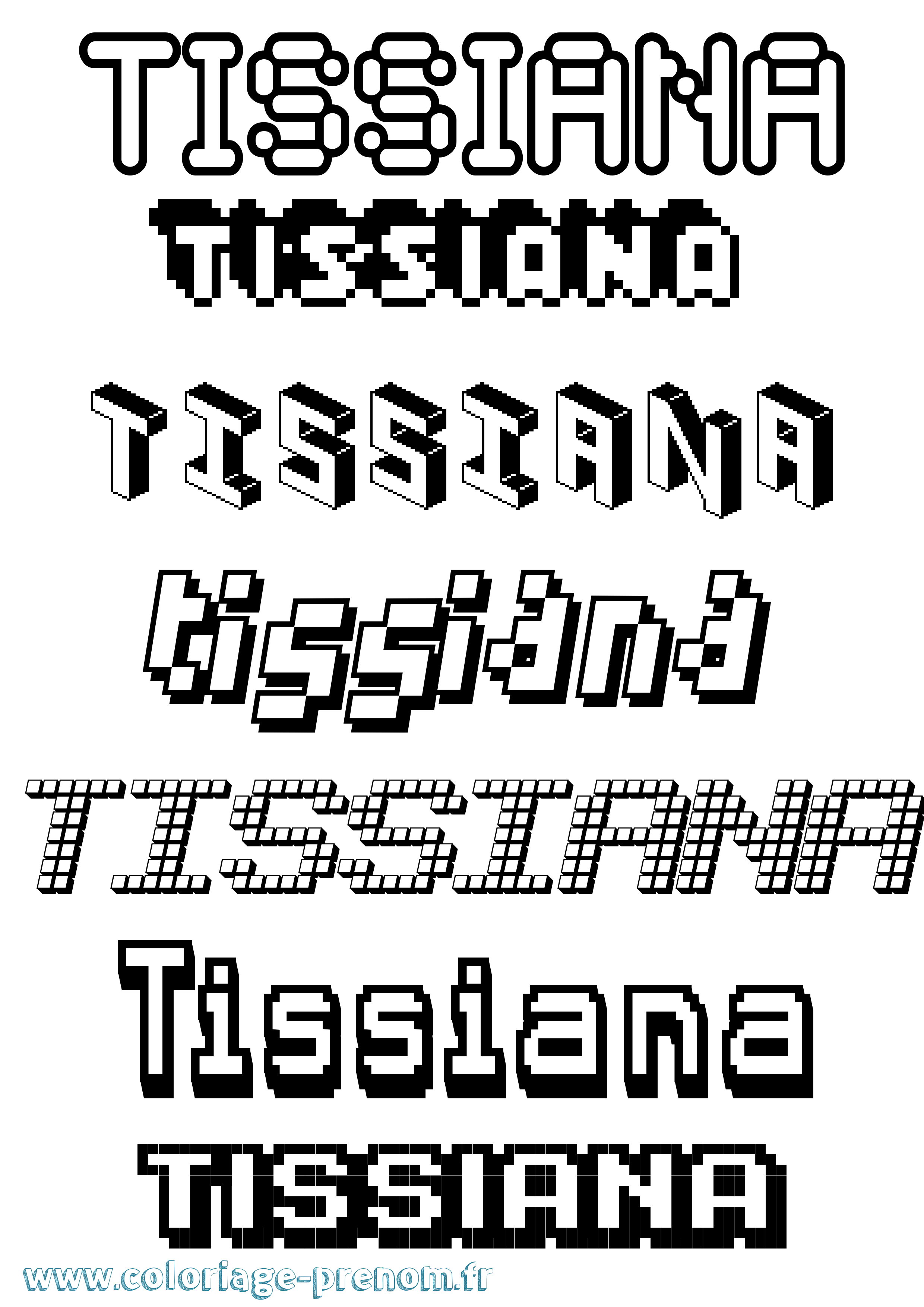 Coloriage Tissiana Pixel Coloriage prénom Tissiana Pixel