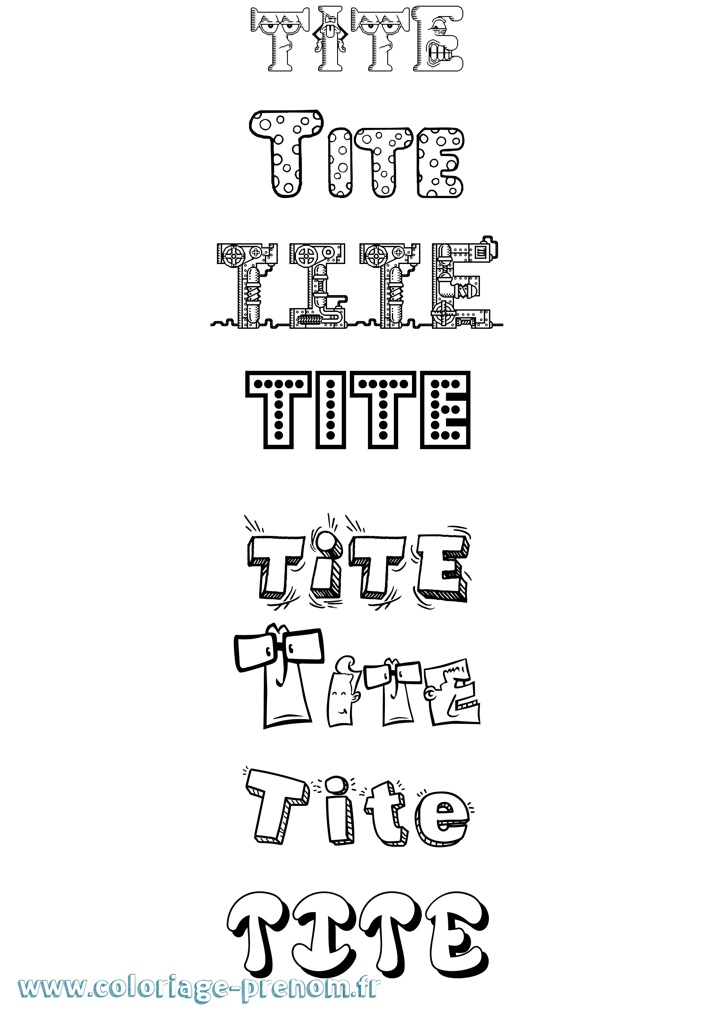 Coloriage Tite Fun Coloriage prénom Tite Fun