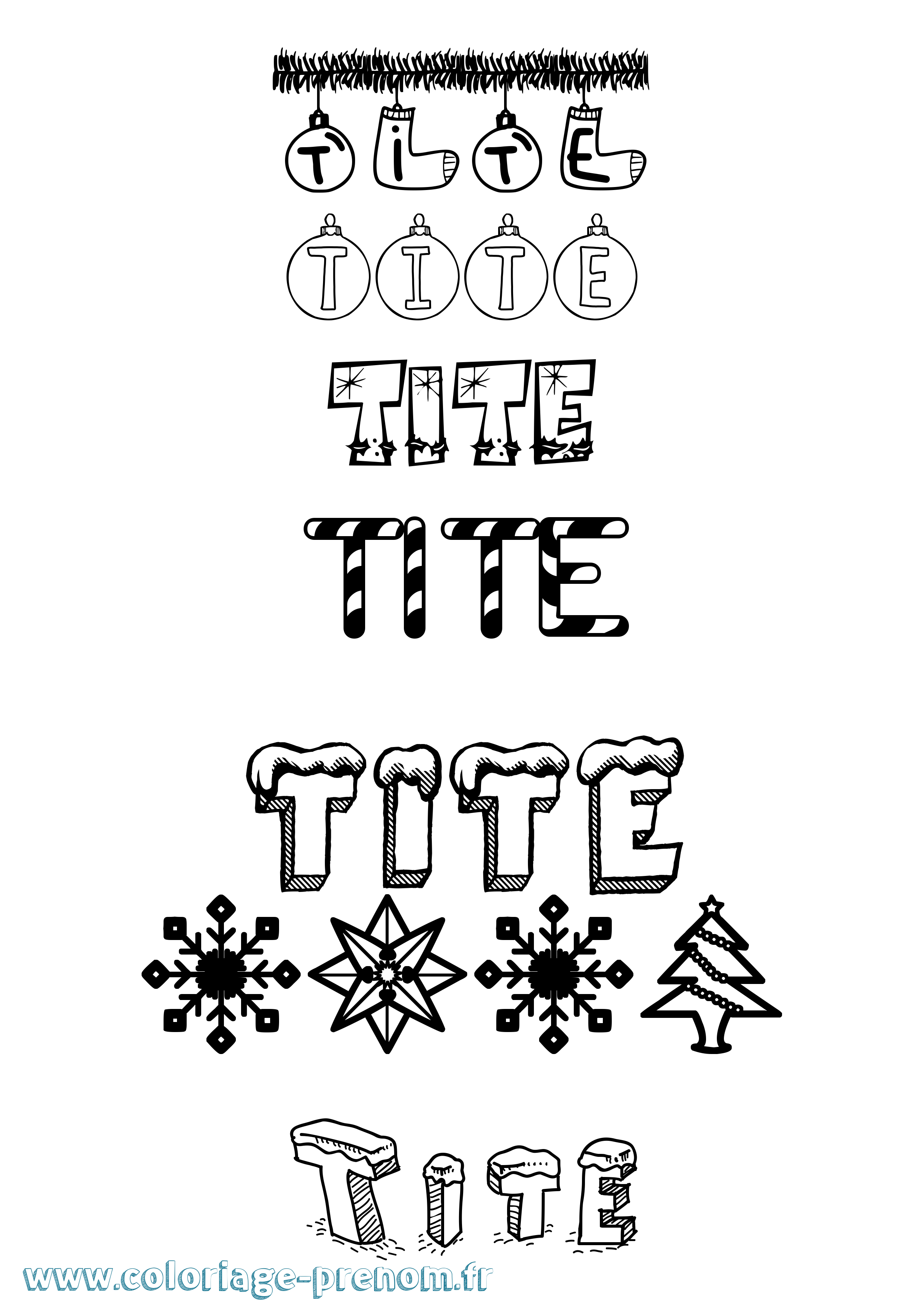 Coloriage Tite Noël Coloriage prénom Tite Noël