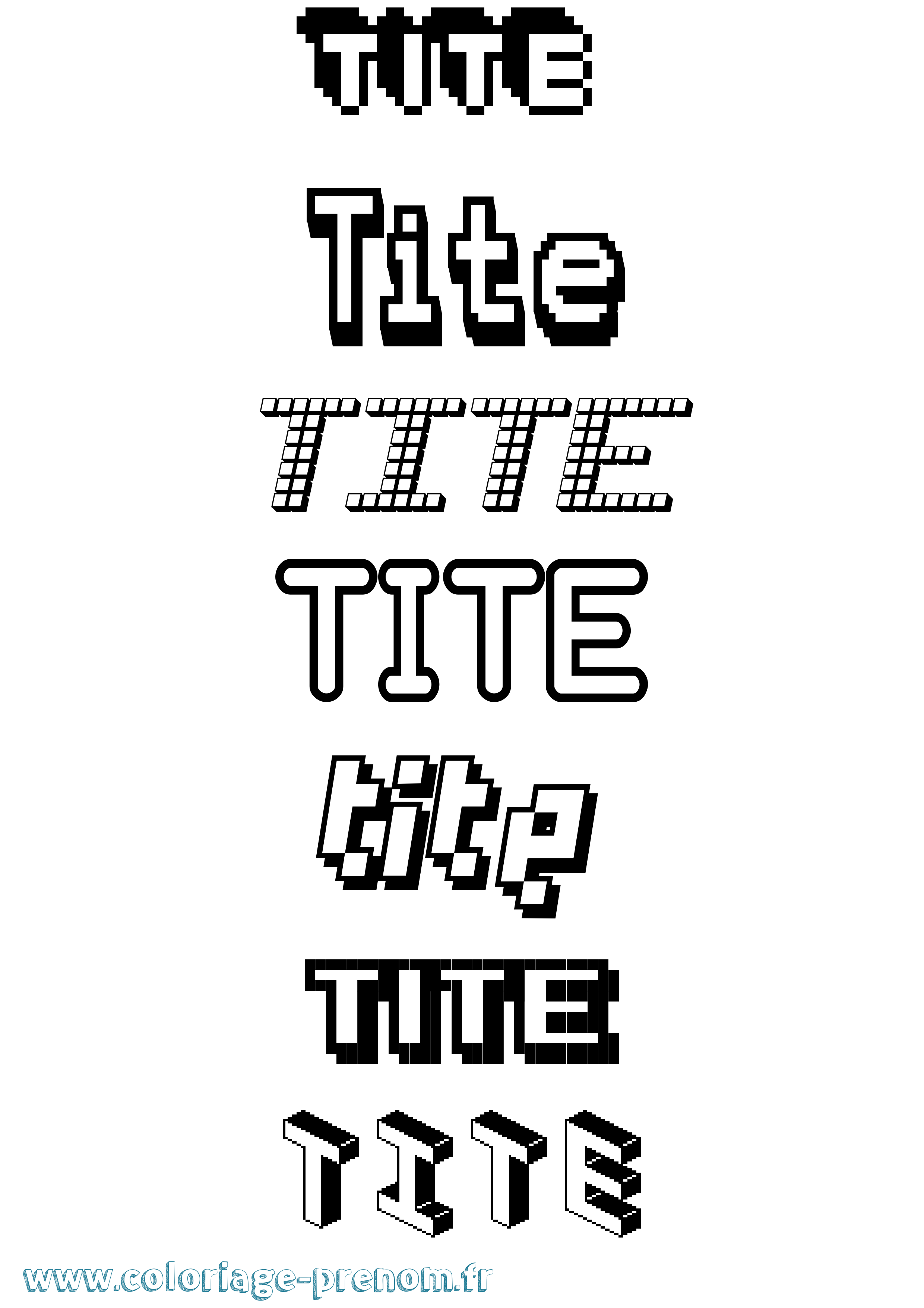 Coloriage Tite Pixel Coloriage prénom Tite Pixel