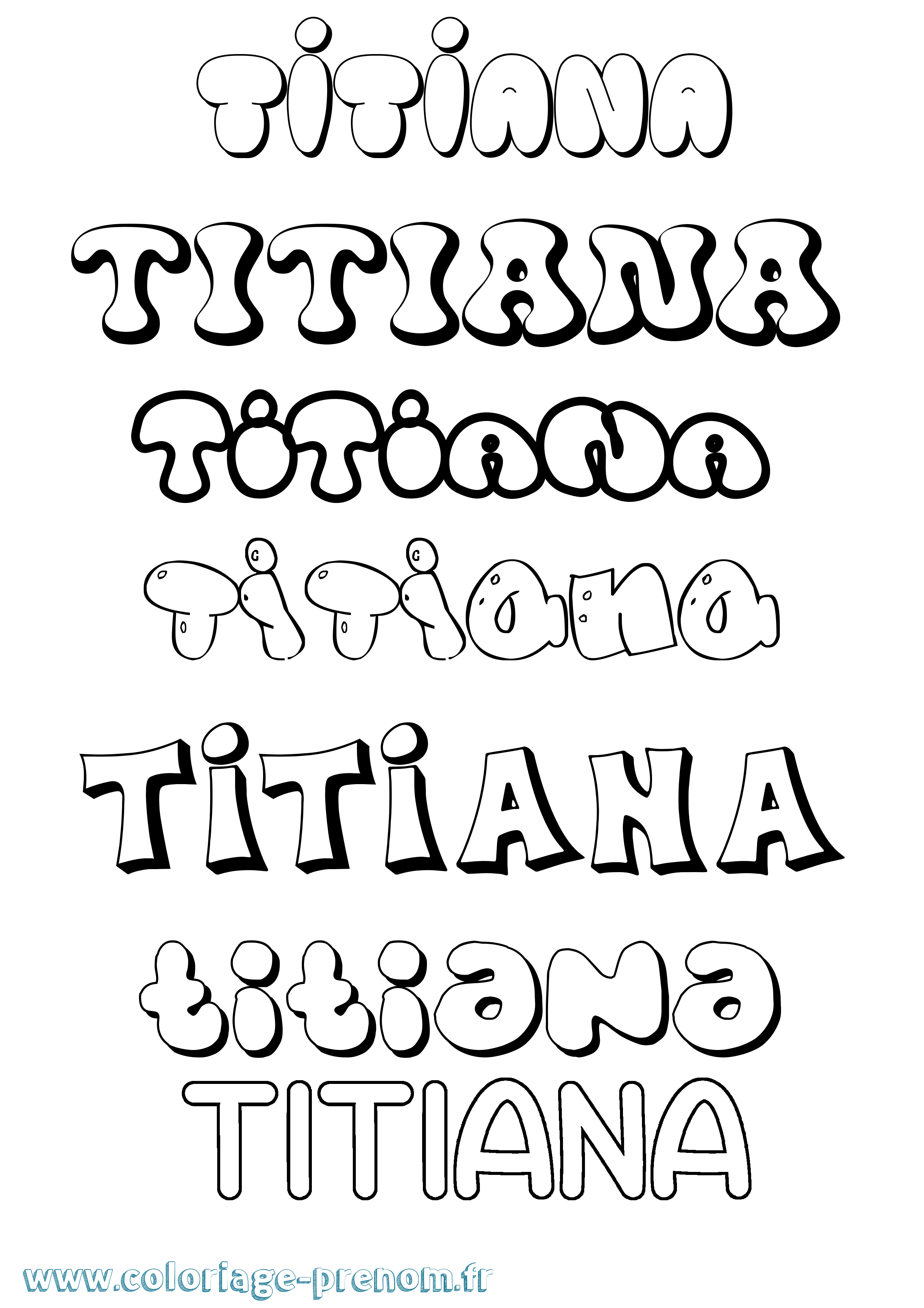 Coloriage Titiana Bubble Coloriage prénom Titiana Bubble