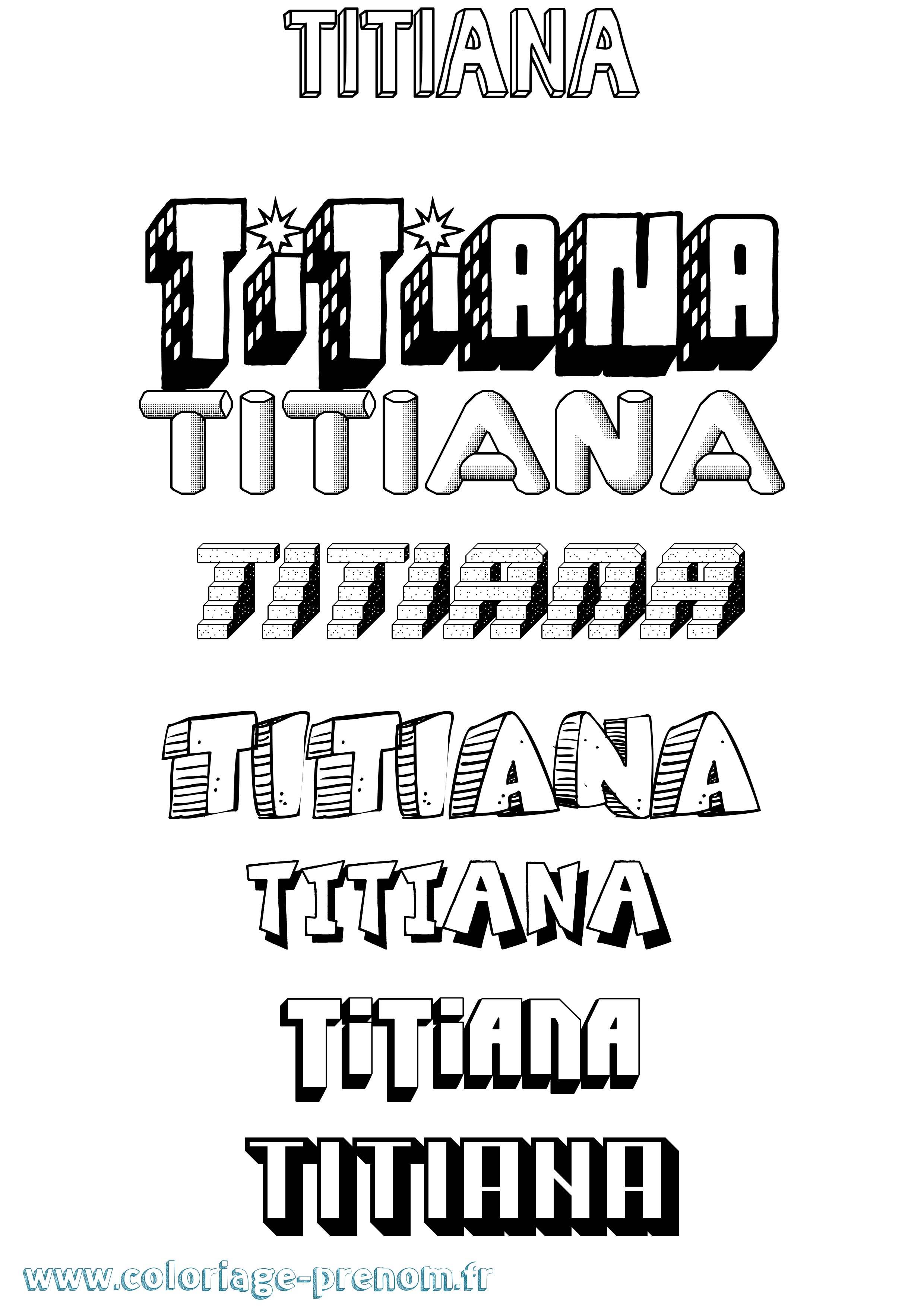 Coloriage Titiana Effet 3D Coloriage prénom Titiana Effet 3D
