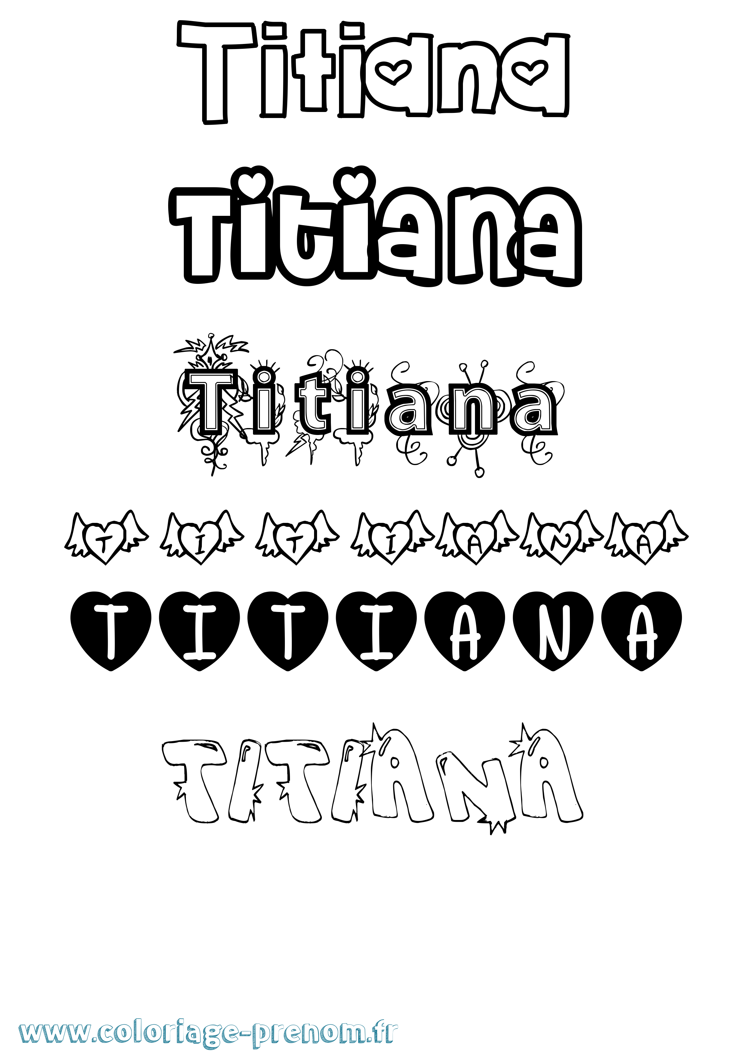 Coloriage Titiana Girly Coloriage prénom Titiana Girly