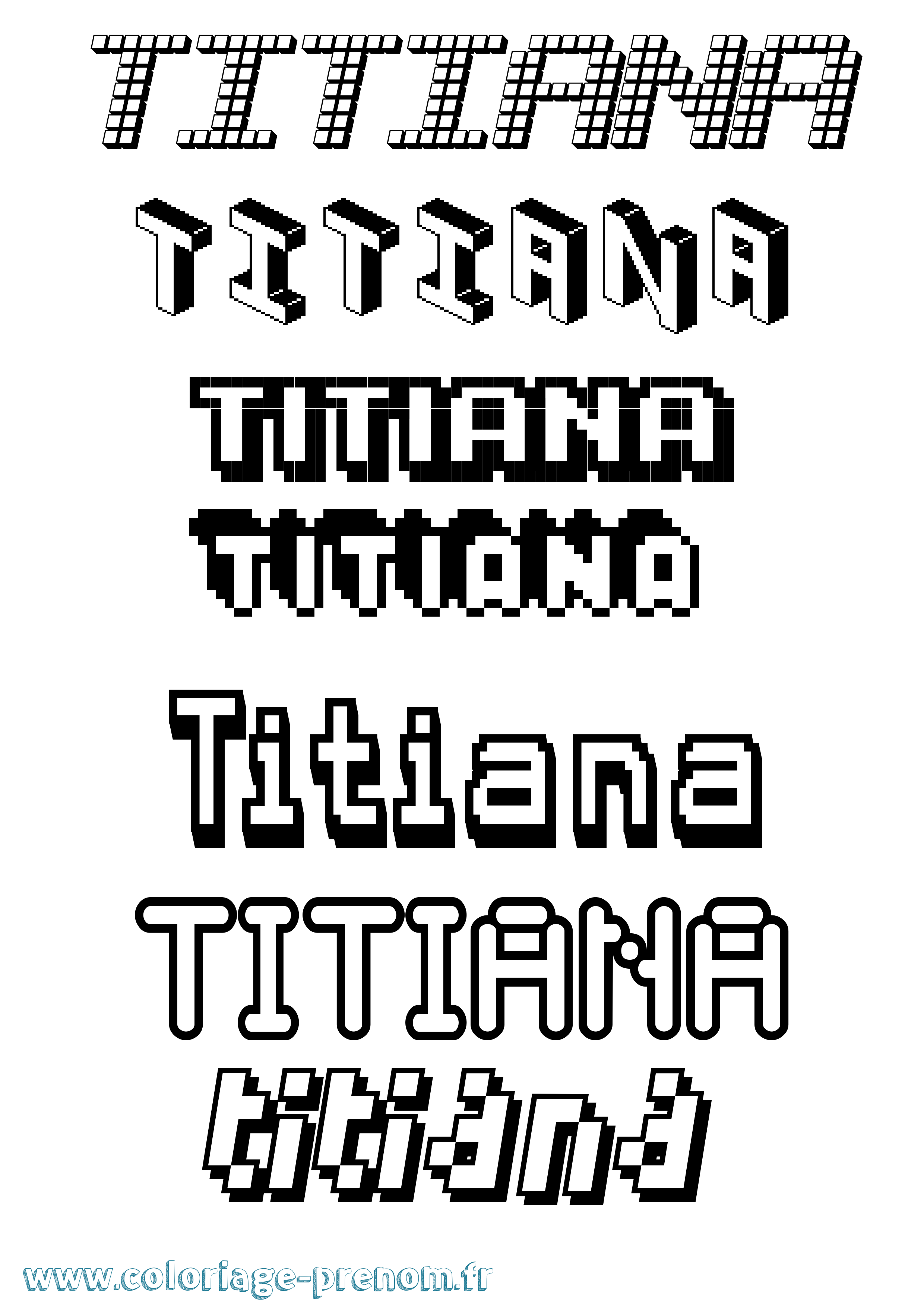 Coloriage Titiana Pixel Coloriage prénom Titiana Pixel