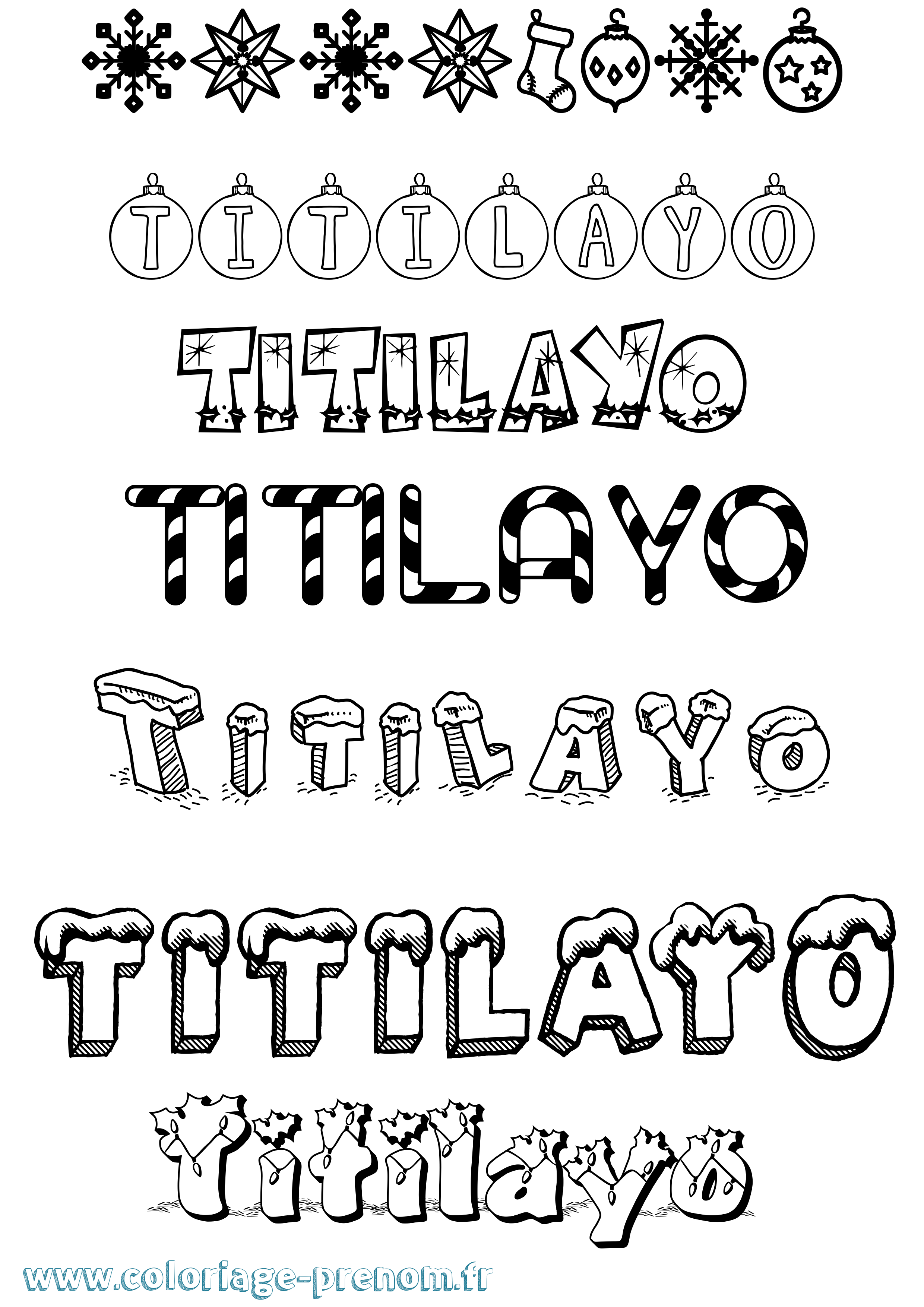 Coloriage Titilayo Noël Coloriage prénom Titilayo Noël