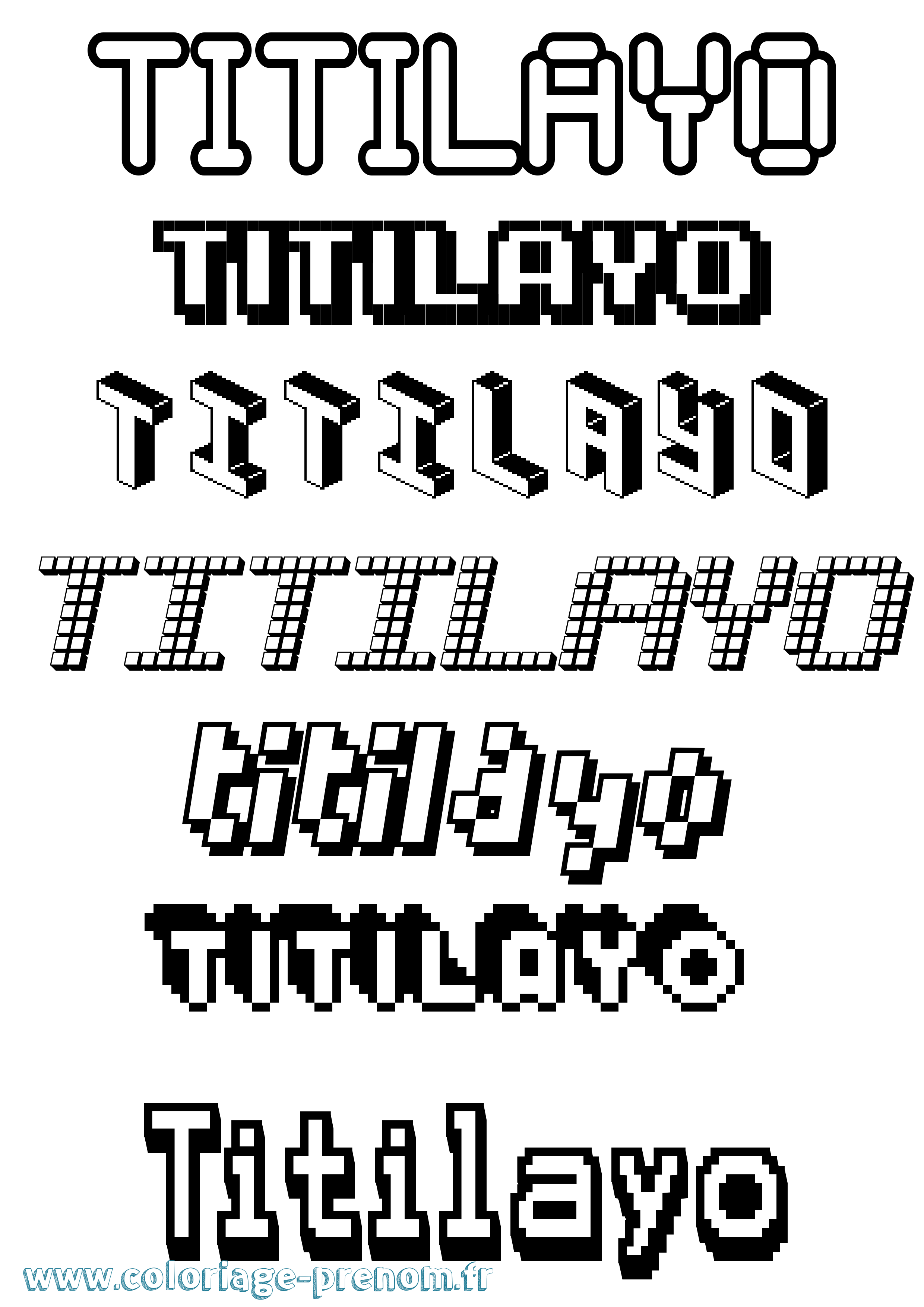 Coloriage Titilayo Pixel Coloriage prénom Titilayo Pixel